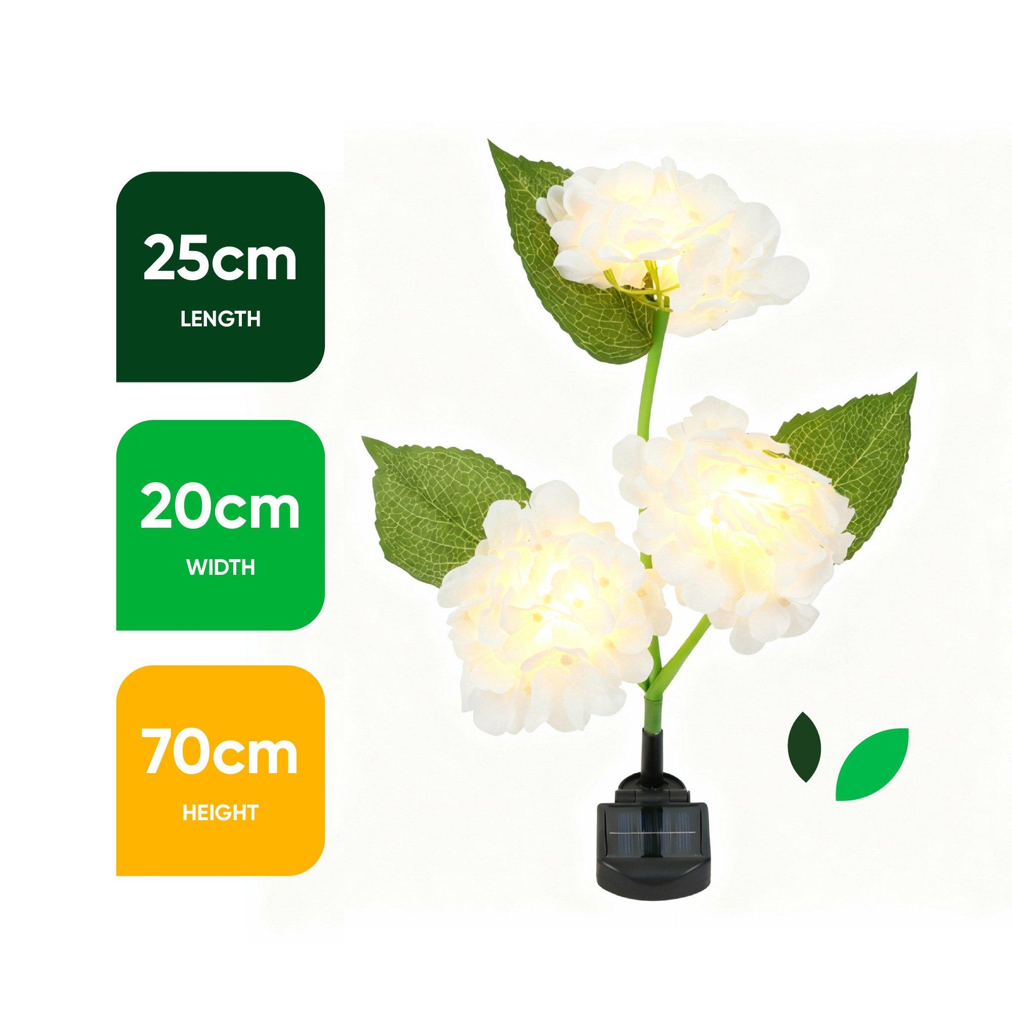 Green/White - Streetwize - Hydrangea Solar Lights - (3 Flower Stem) - 3
