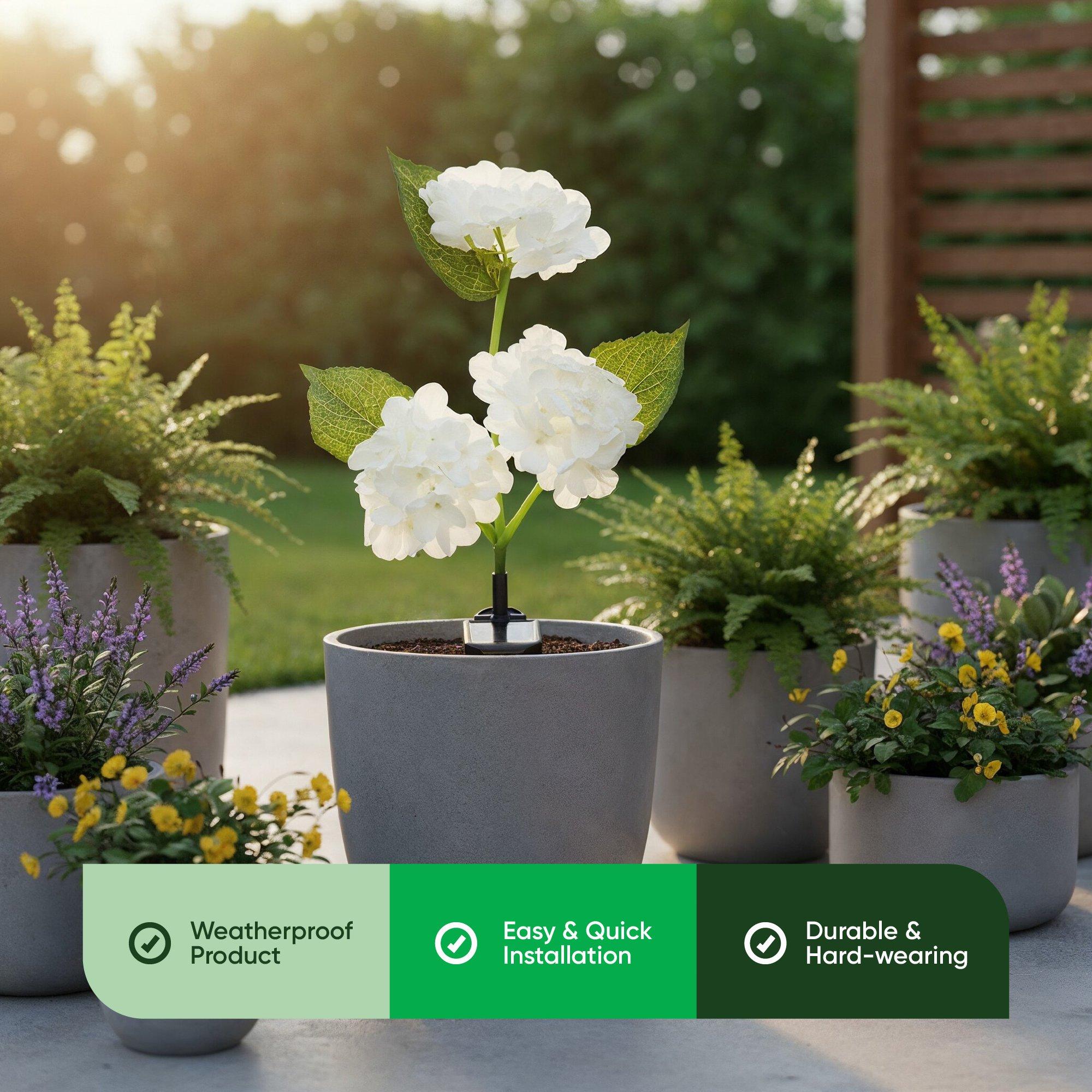 Green/White - Streetwize - Hydrangea Solar Lights - (3 Flower Stem) - 4