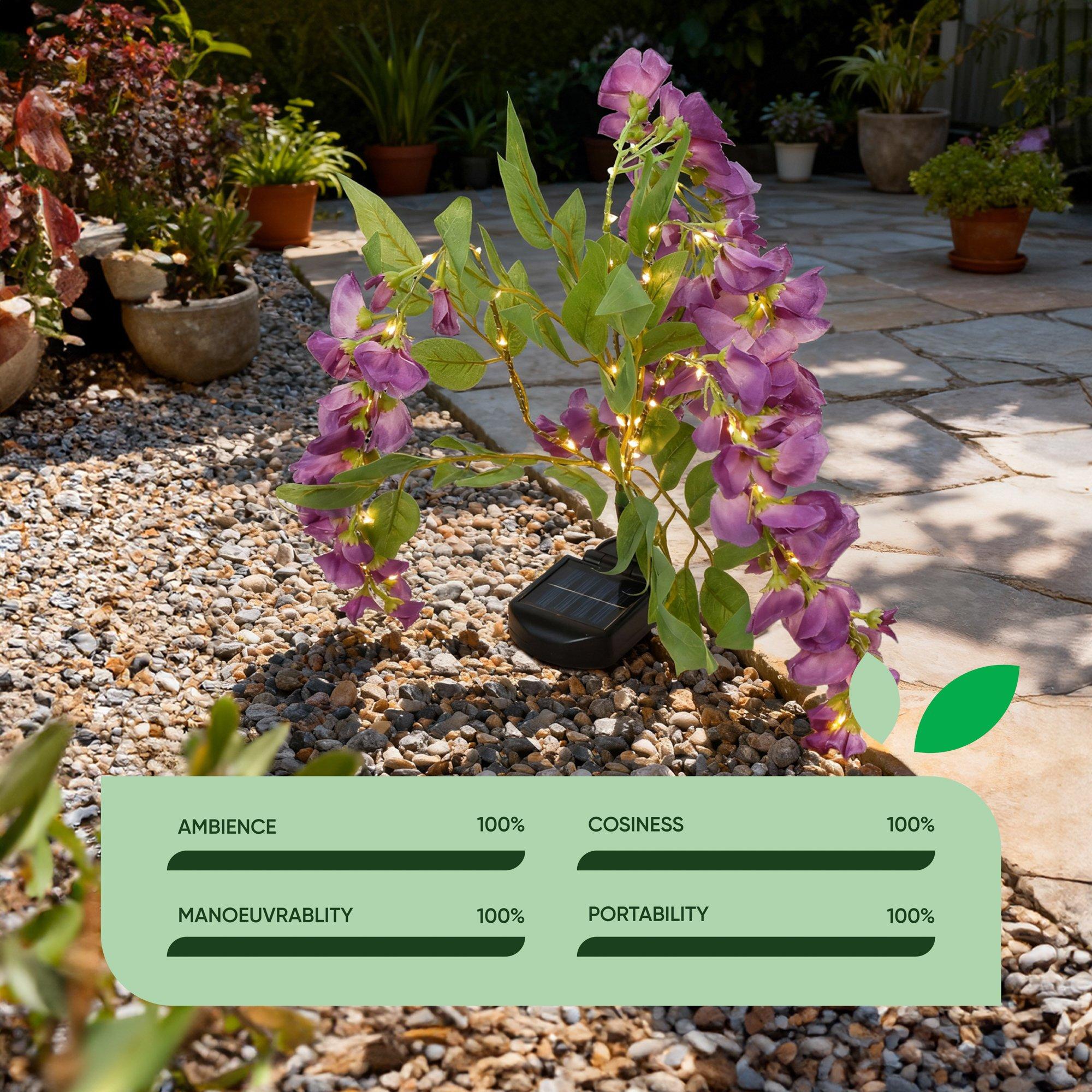 Multi - Streetwize - Wisteria Solar Lights - Stem with 4 Flowers - 6