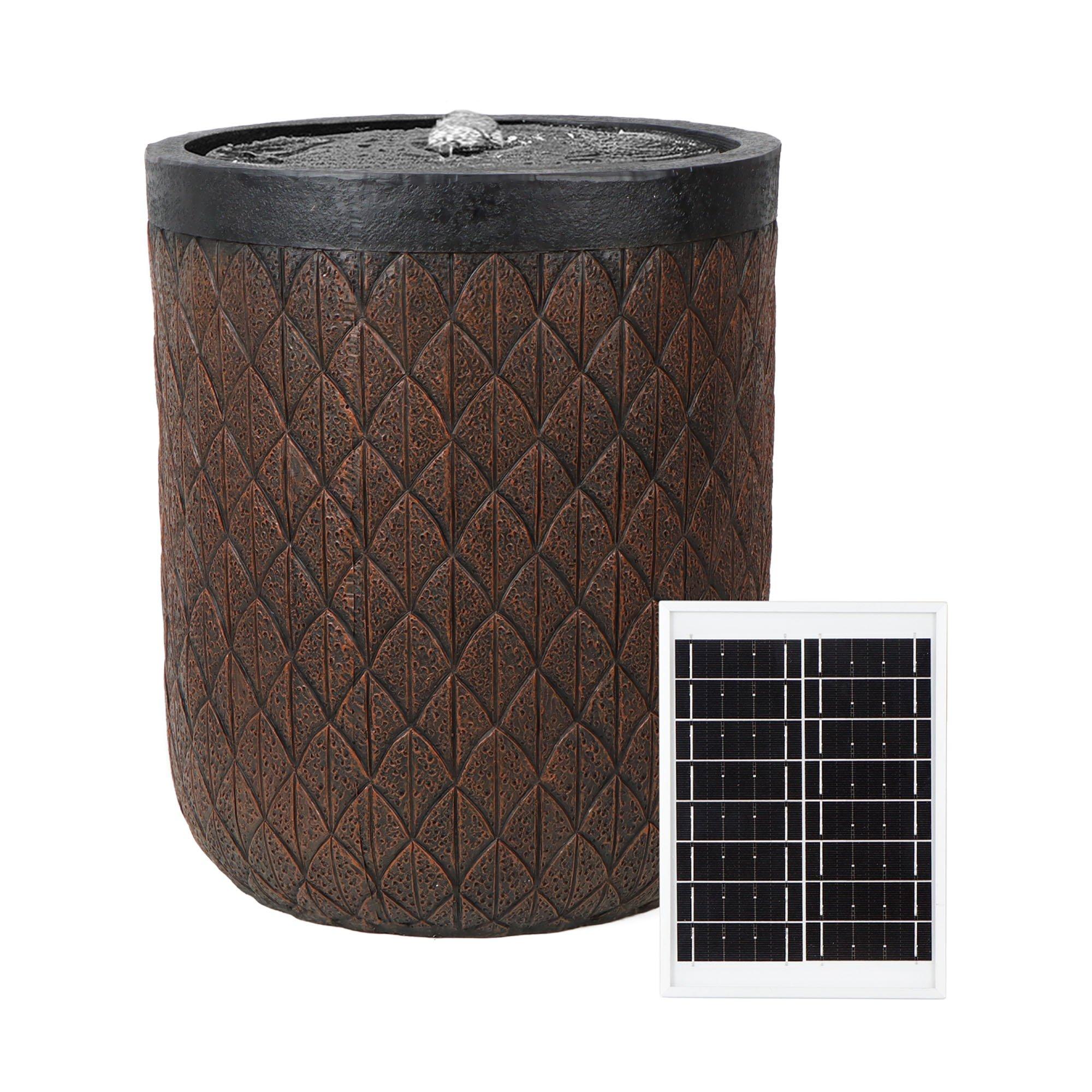 Brown/Black - Streetwize - Diamond Weave Solar Fountain - Textured Planter - 2