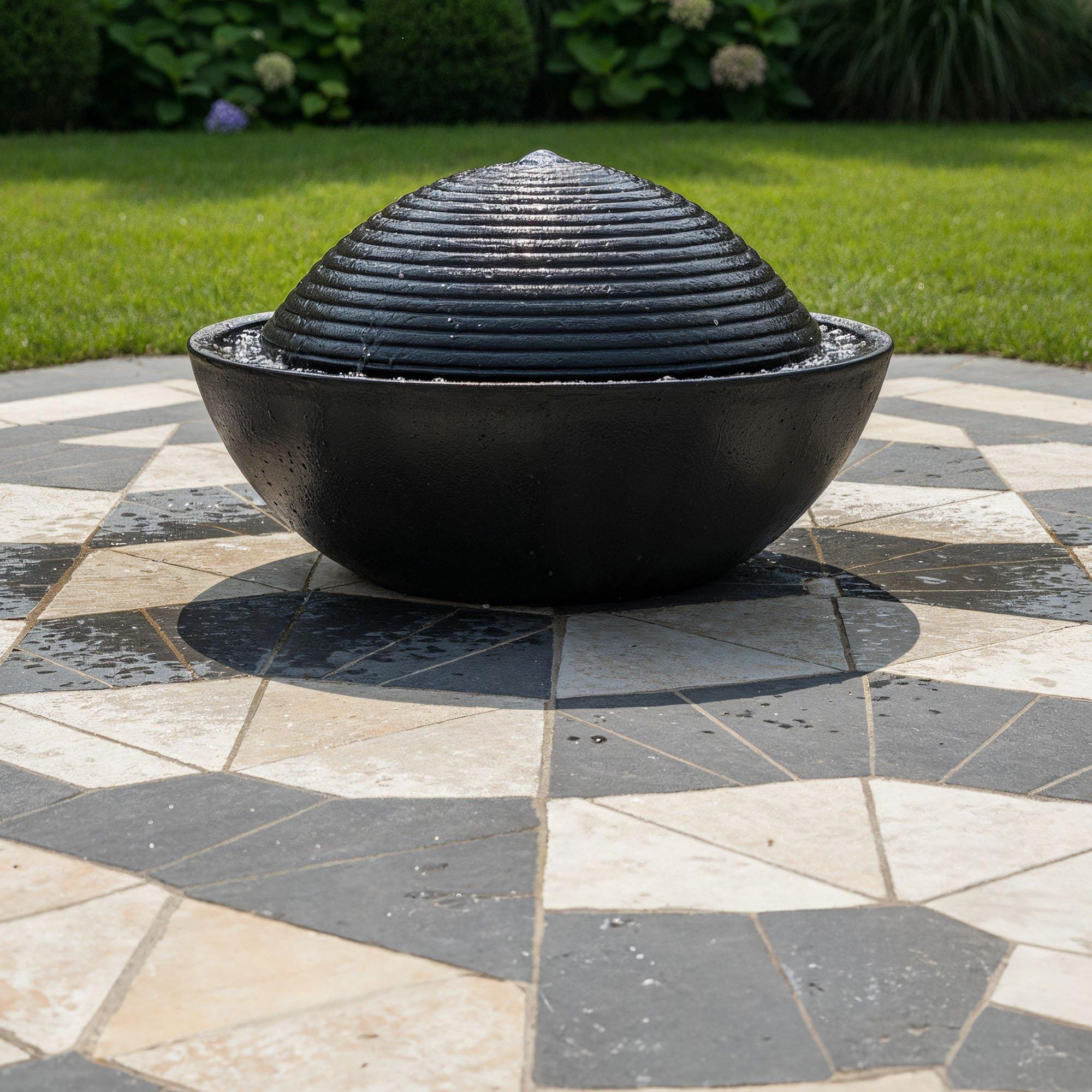 Black - Streetwize - Zen Ripple Solar Fountain - Dome Water Feature - 1