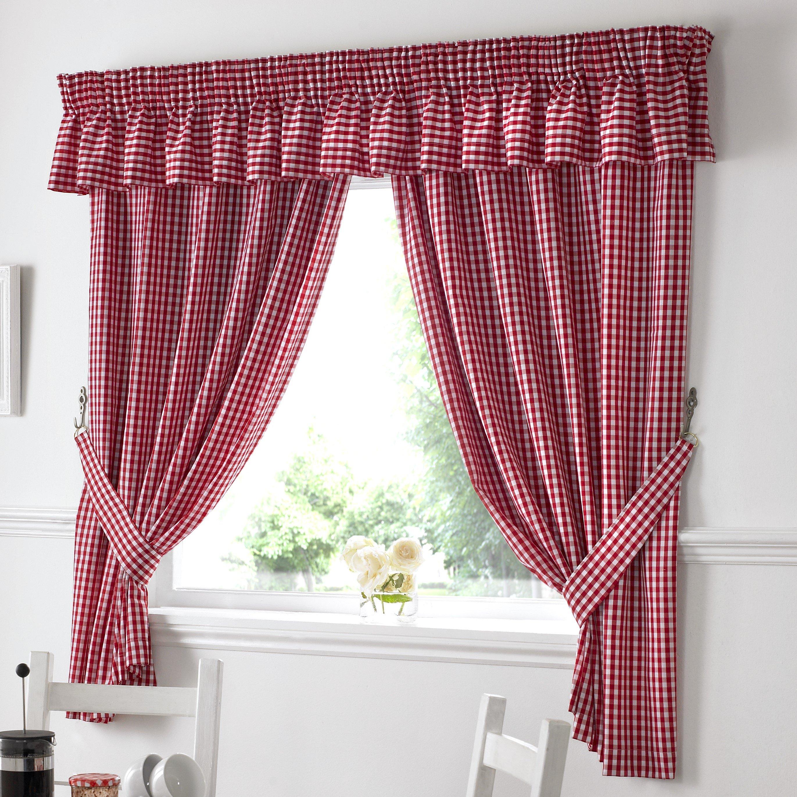 Red - Alan Symonds - Gingham Kitchen Curtains - 1