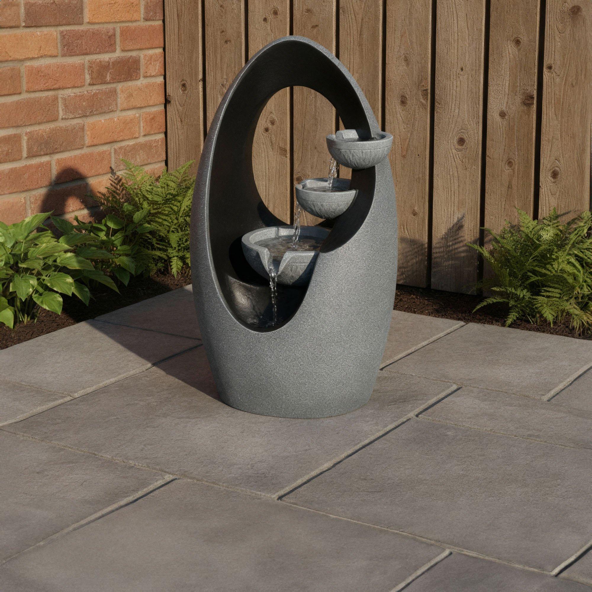 Grey - Streetwize - Infinity Loop Solar Fountain -Sculptural Water Art - 1
