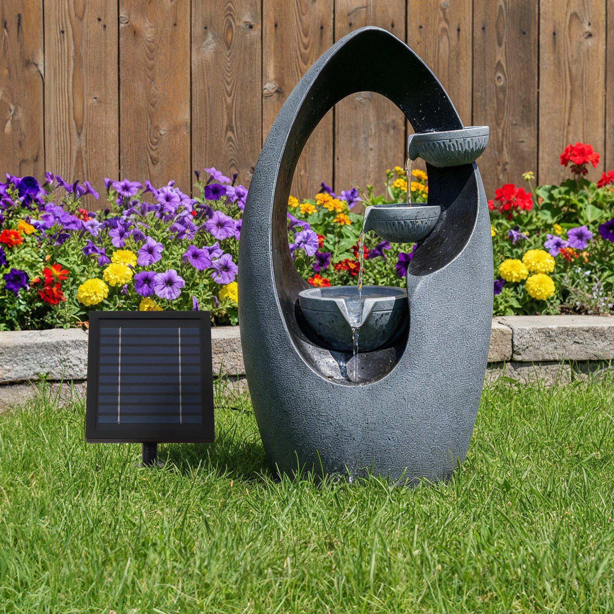 Grey - Streetwize - Infinity Loop Solar Fountain -Sculptural Water Art - 1