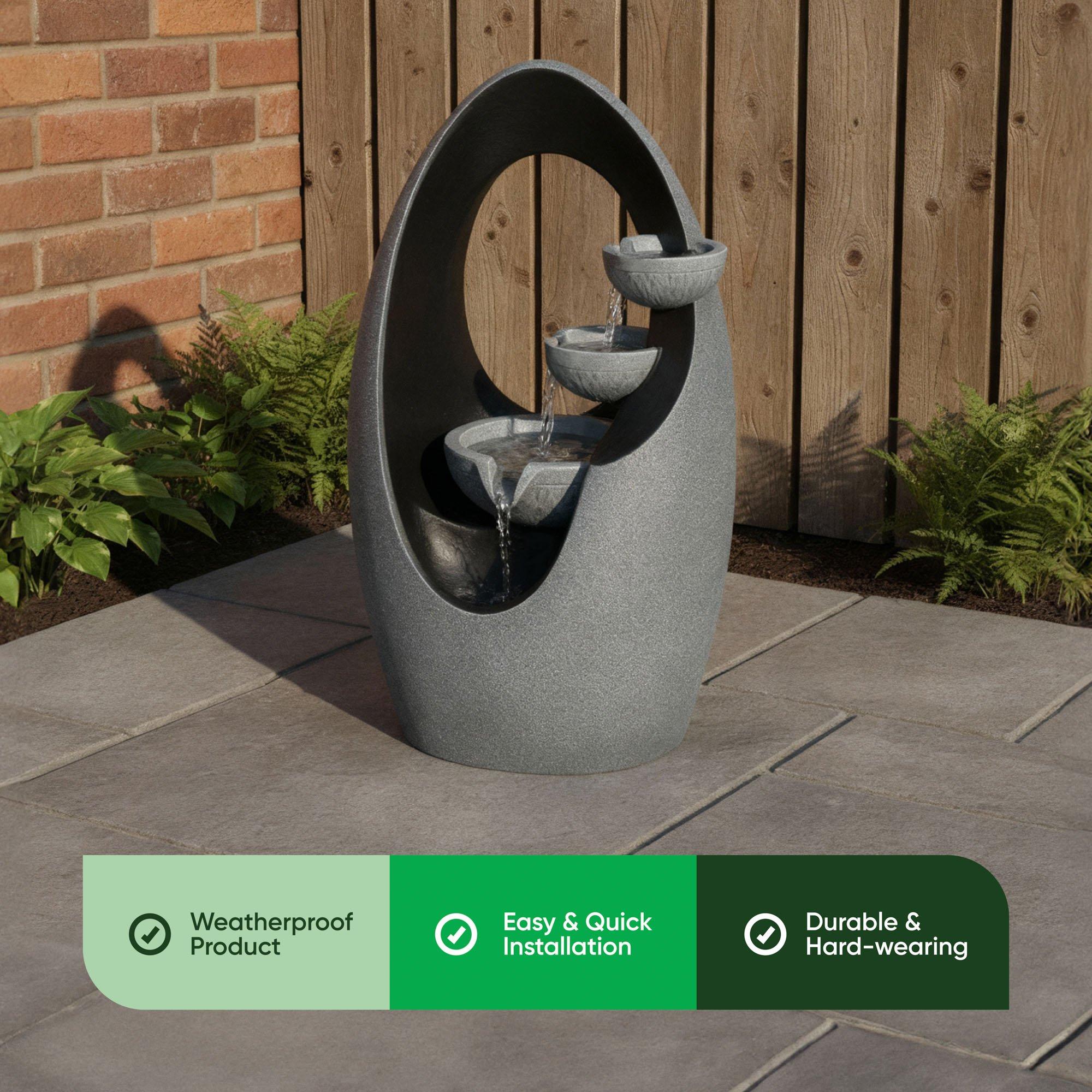 Grey - Streetwize - Infinity Loop Solar Fountain -Sculptural Water Art - 4