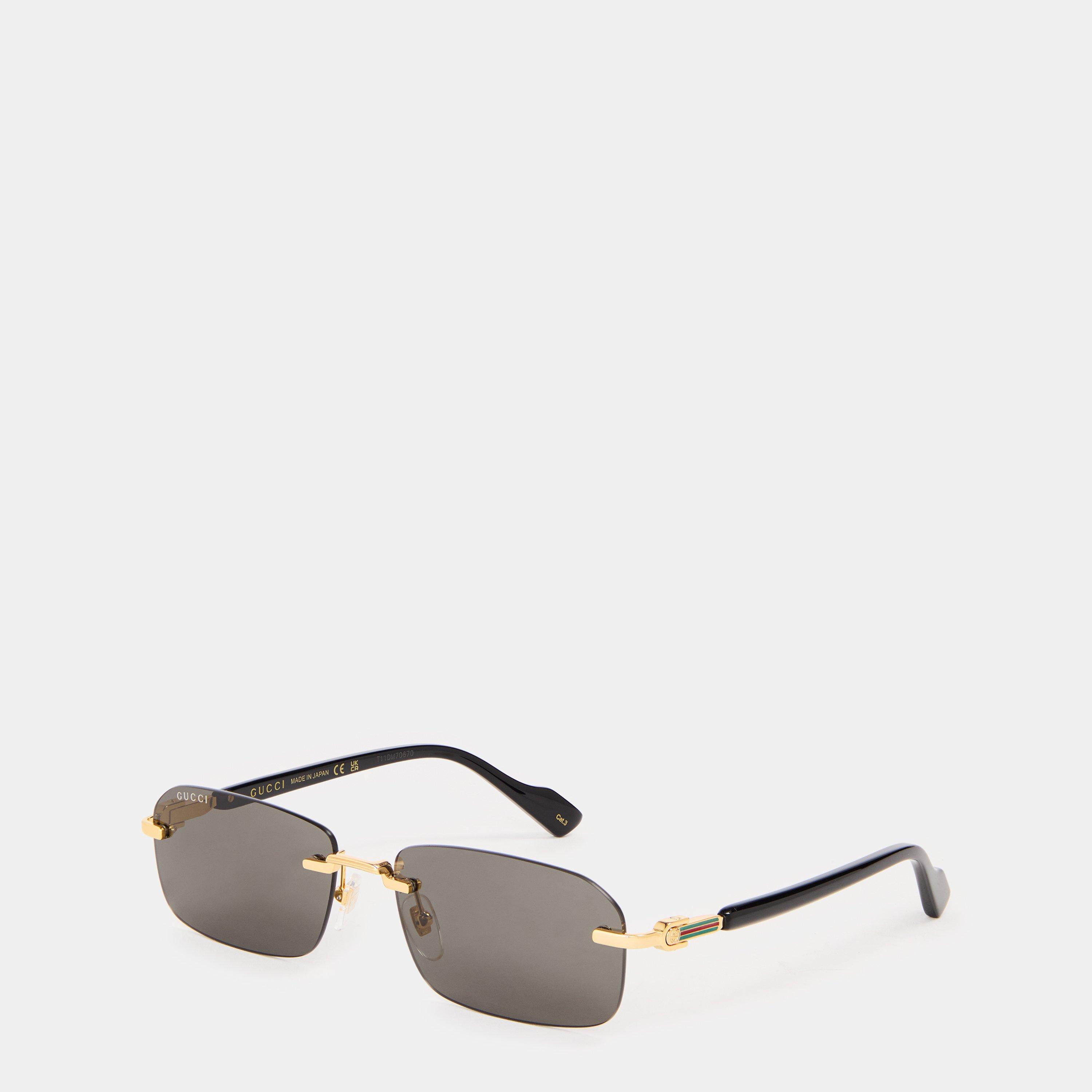 Black - Gucci - Men's Rectangular Frame Sunglasses - 1