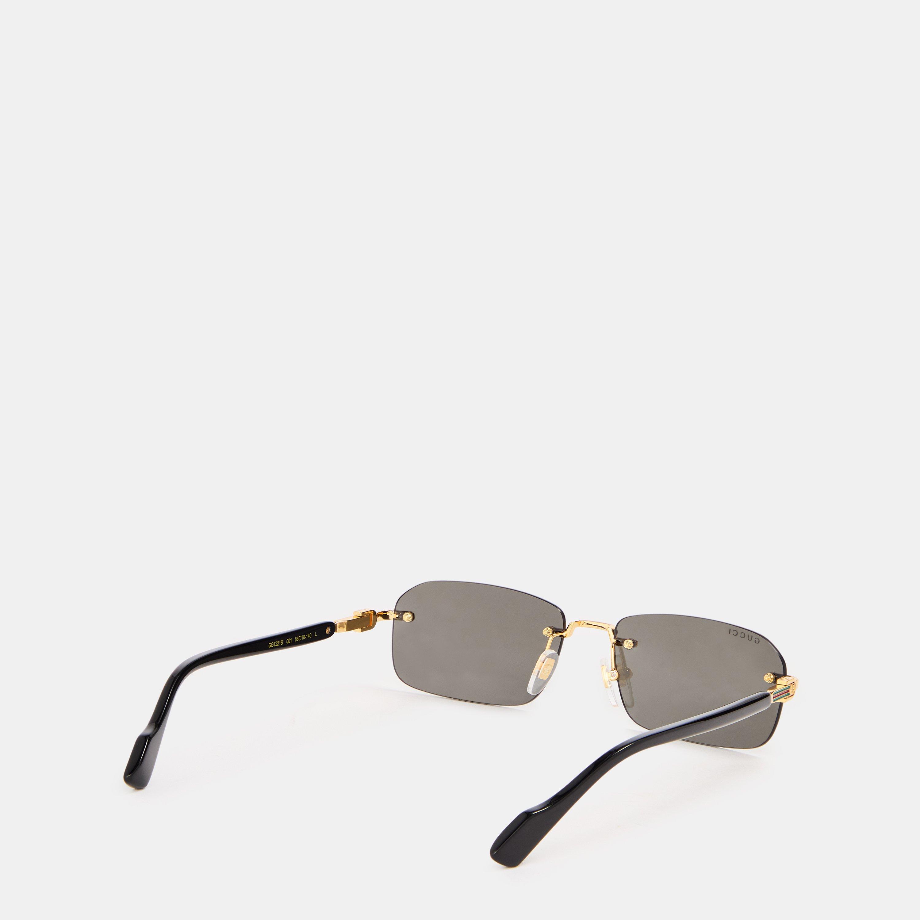 Black - Gucci - Men's Rectangular Frame Sunglasses - 2