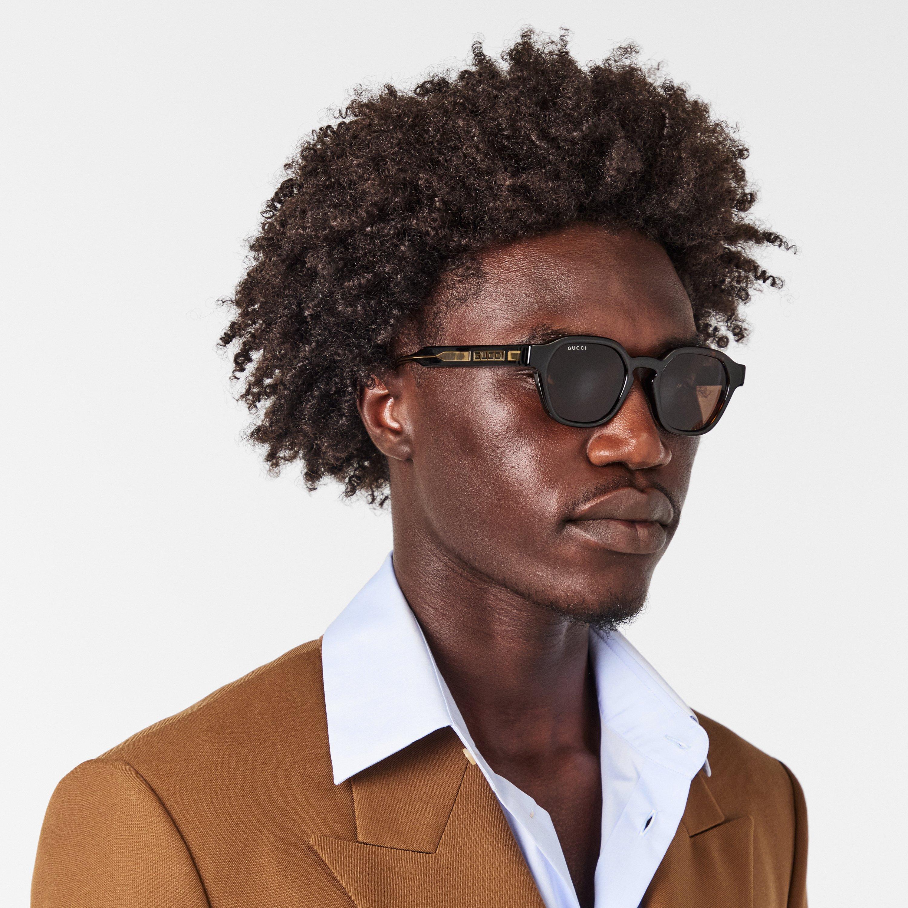 Brown - Gucci - Men's Round-Frame Sunglasses - 3