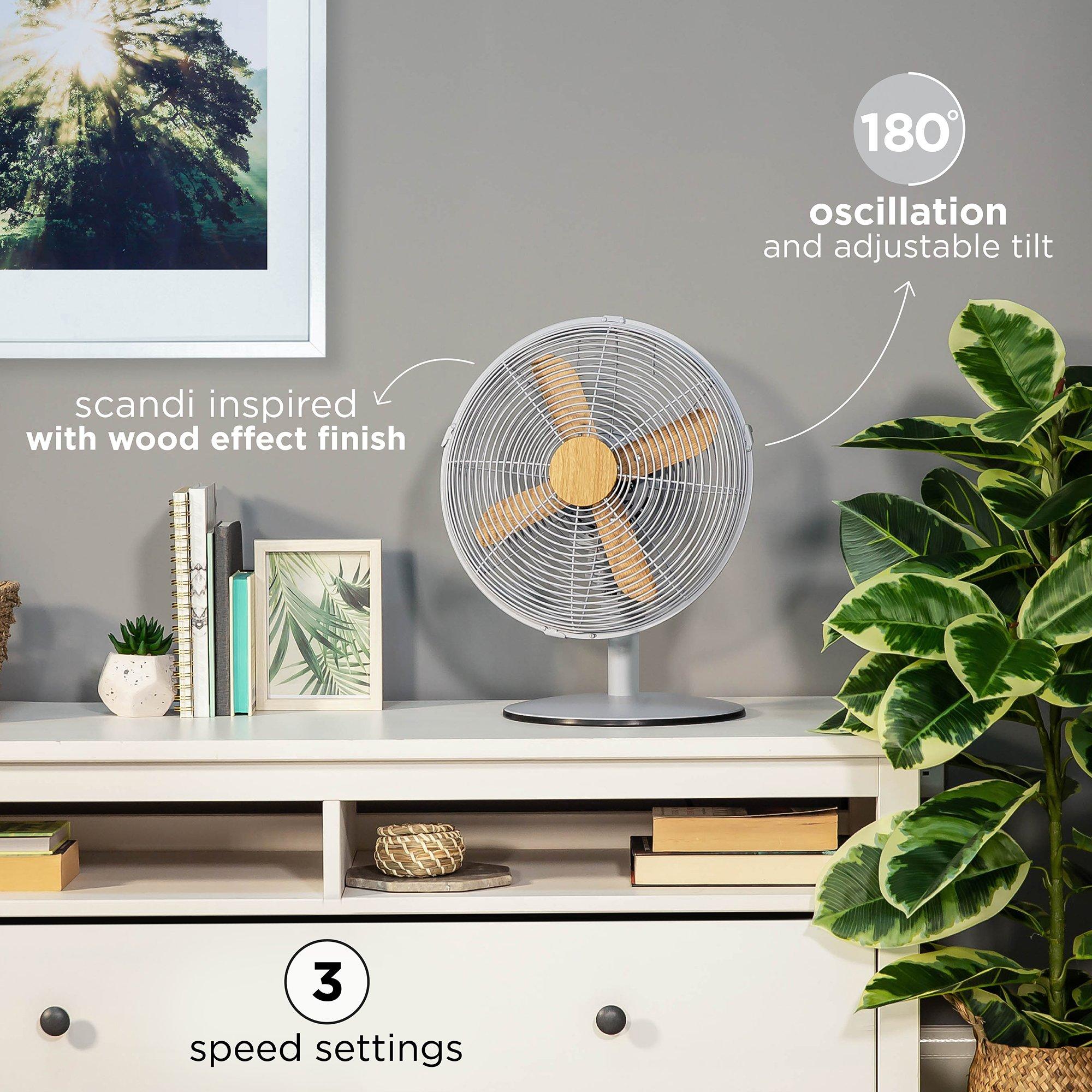 Grey With Wood - Russell Hobbs - RHMDF1201WDG 12 Scandi Desk Fan - 3