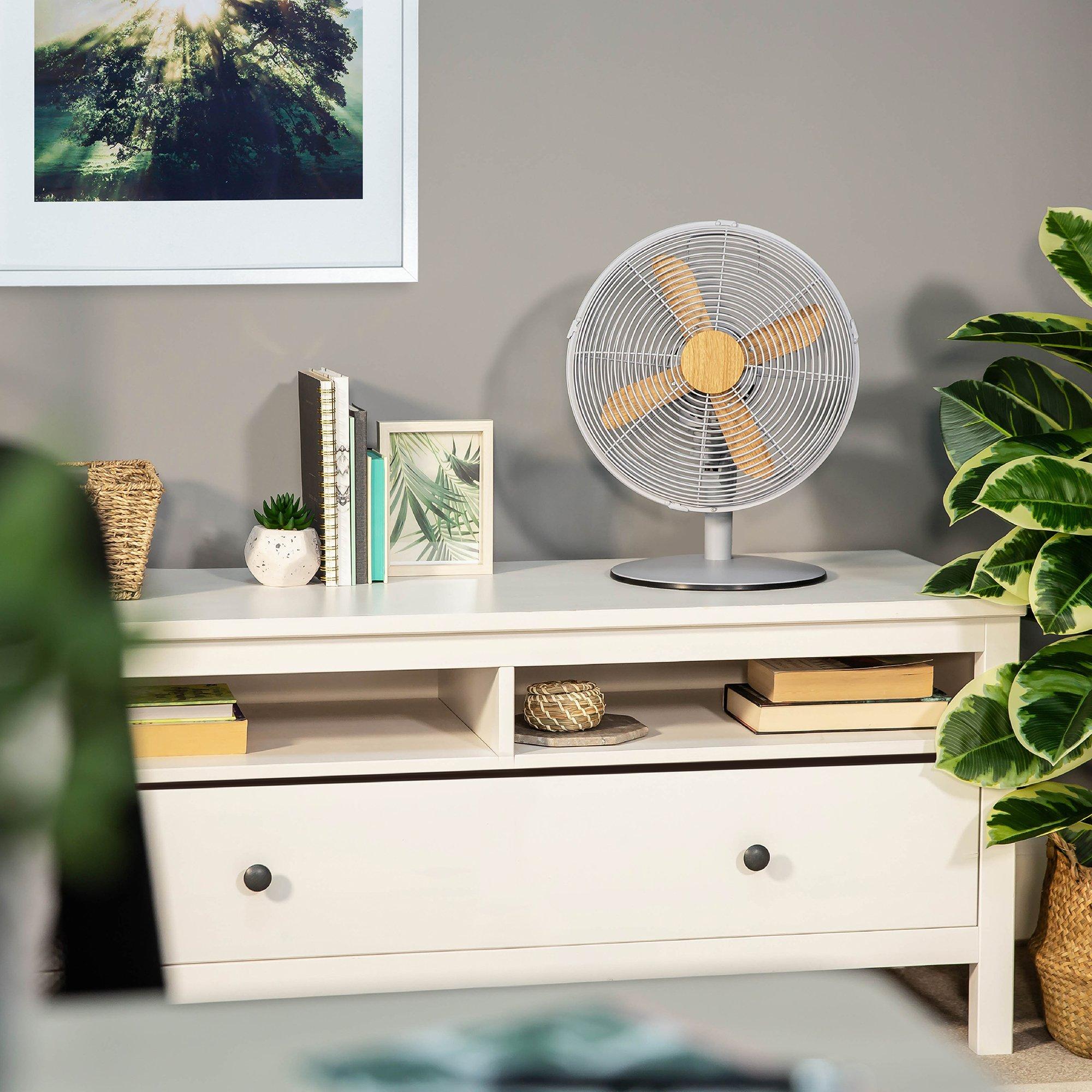Grey With Wood - Russell Hobbs - RHMDF1201WDG 12 Scandi Desk Fan - 5