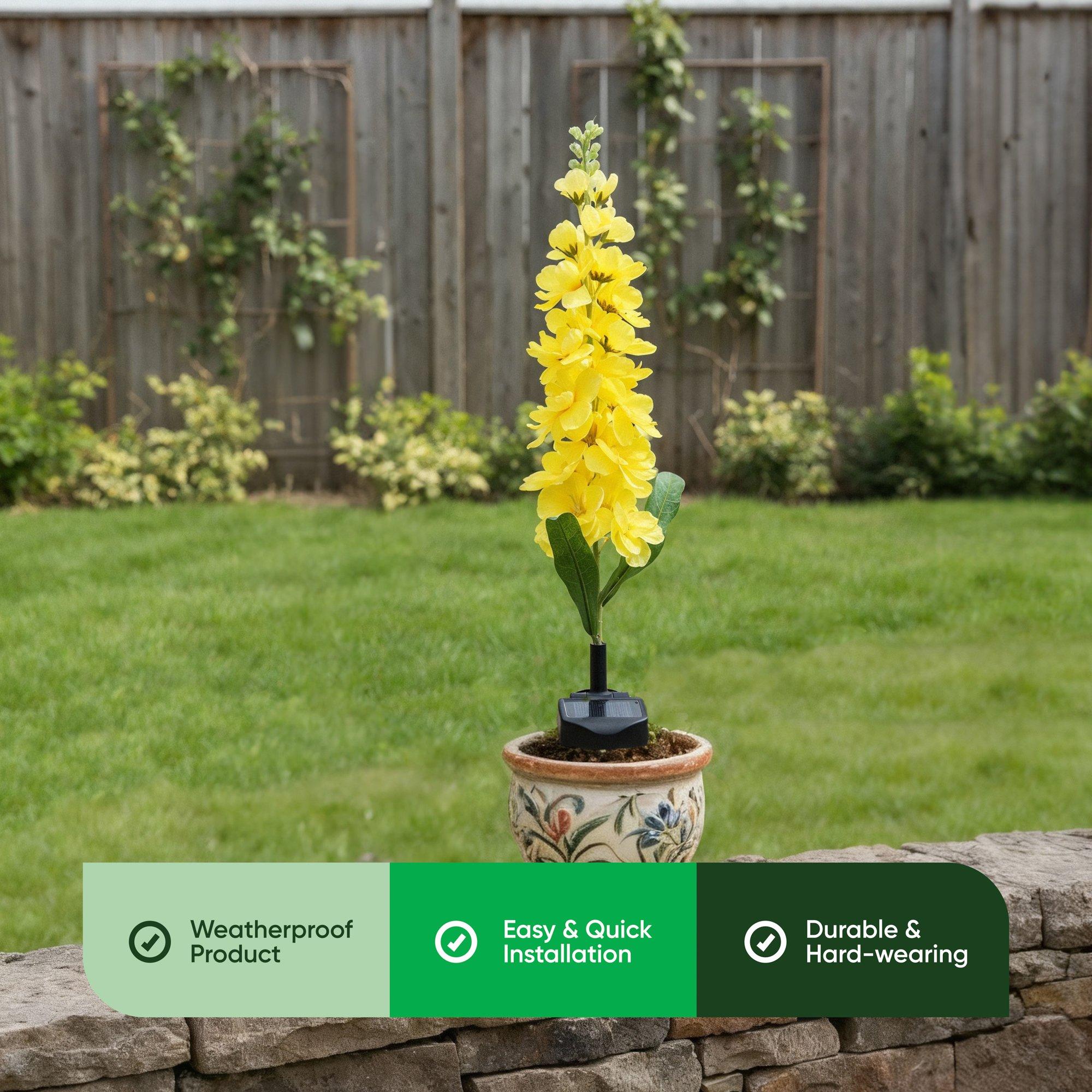 Yellow - Streetwize - Yellow Delphinium Solar Lights - Sunshine - 4