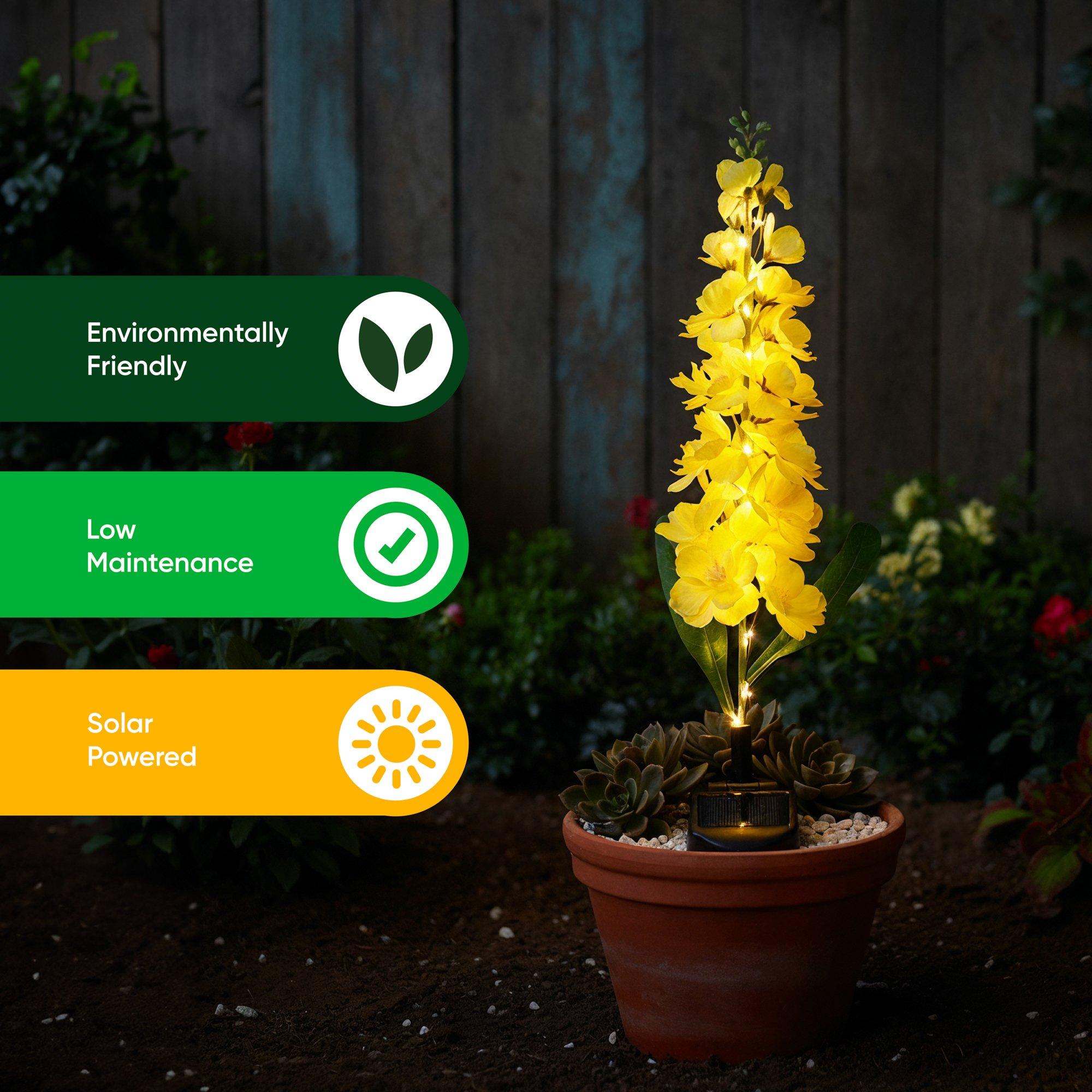 Yellow - Streetwize - Yellow Delphinium Solar Lights - Sunshine - 7