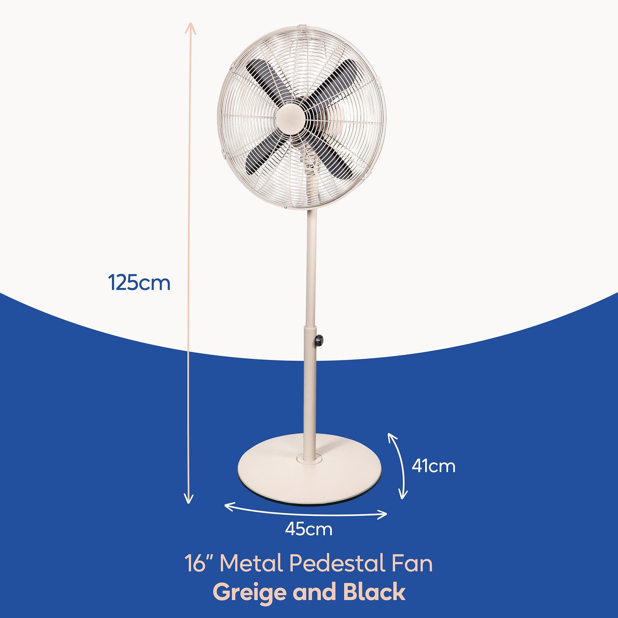 Greige And Blac - Russell Hobbs - RHMPF1601GR 16” Metal Pedestal Fan in Greige - 2