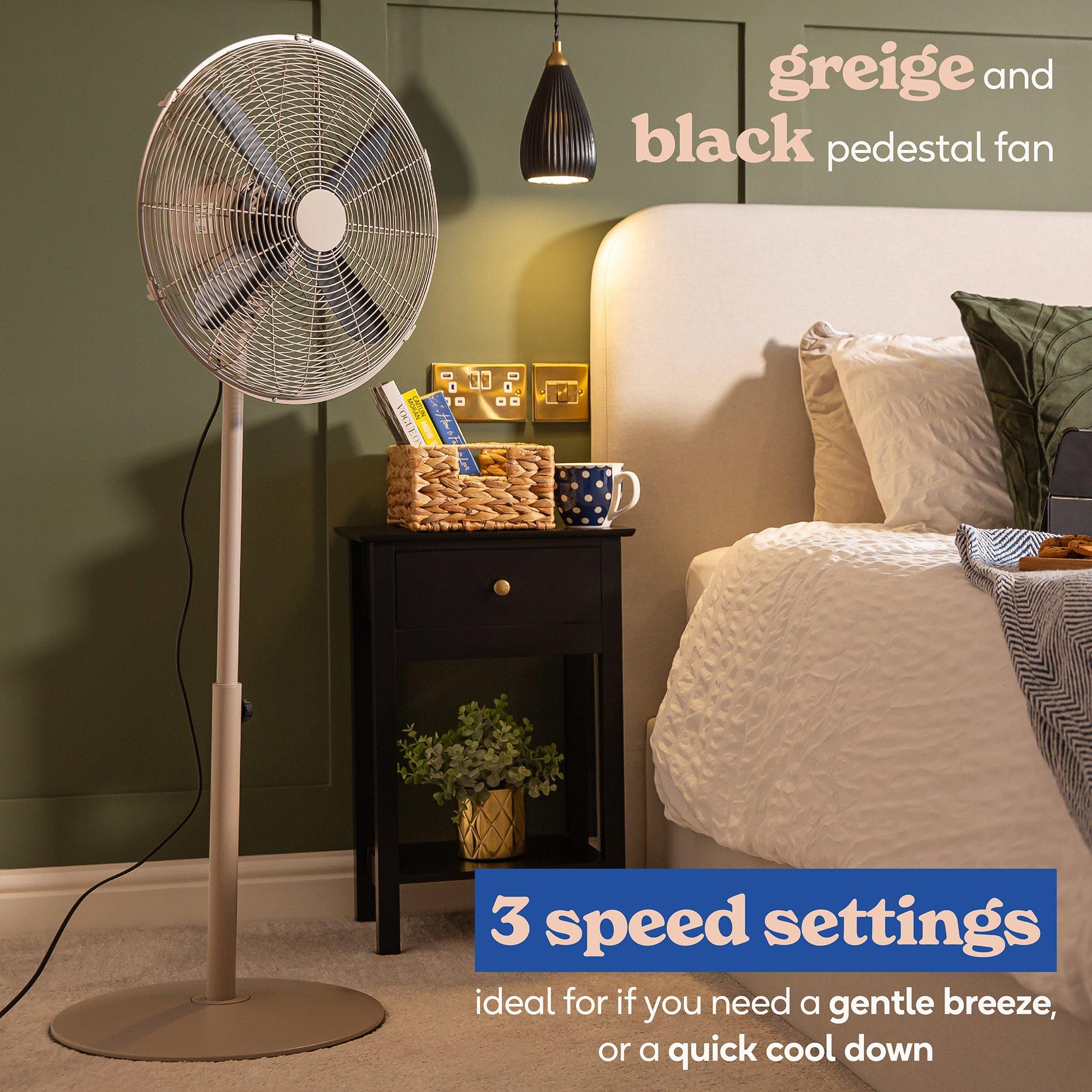 Greige And Blac - Russell Hobbs - RHMPF1601GR 16” Metal Pedestal Fan in Greige - 3