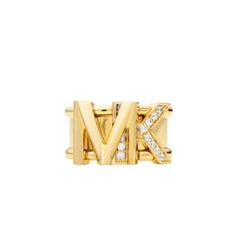 Michael Kors 14K Gold Plated Brass Pave Logo Ring