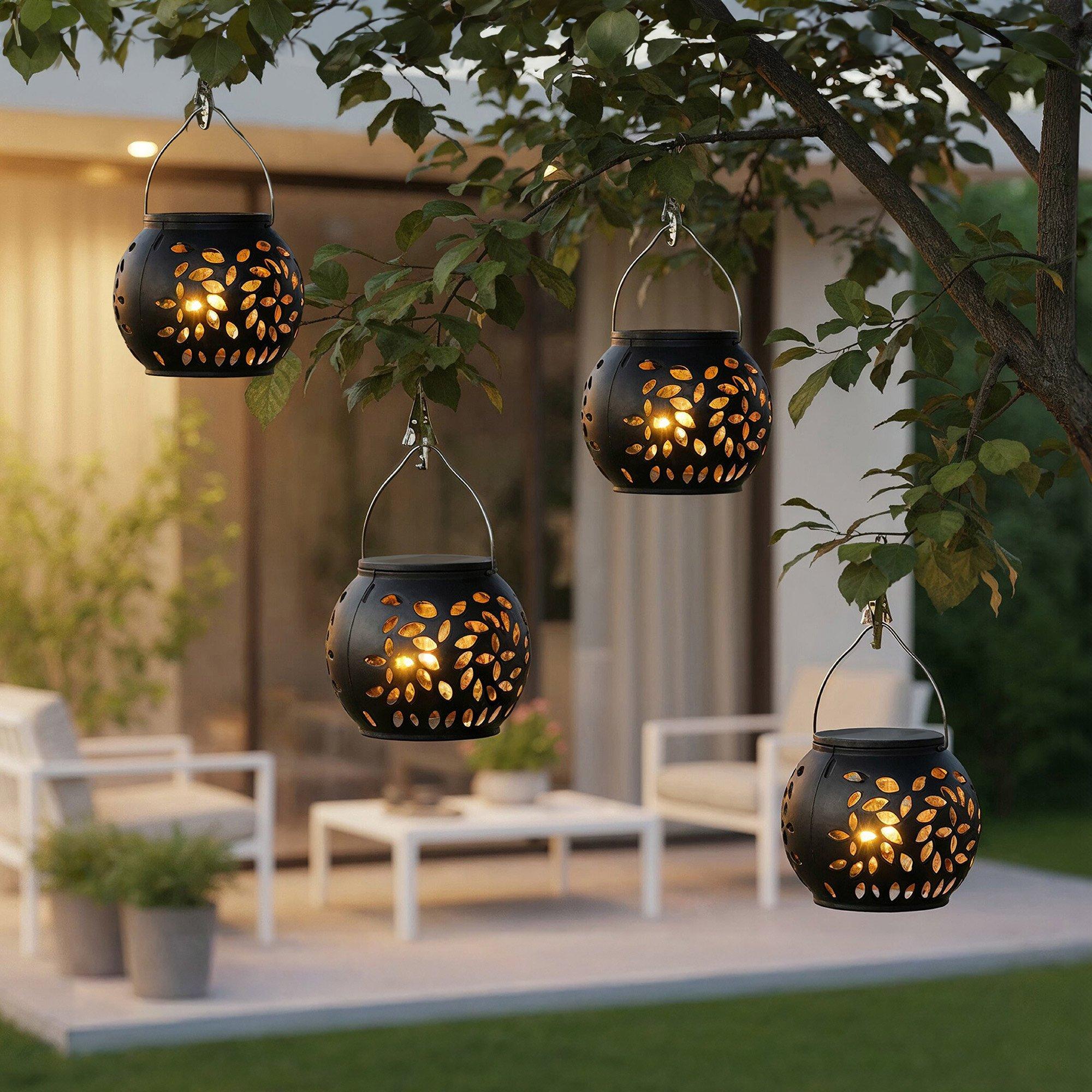 Black - Streetwize - Versatile Solar Lanterns - Hang or Display 4-Pack - 1