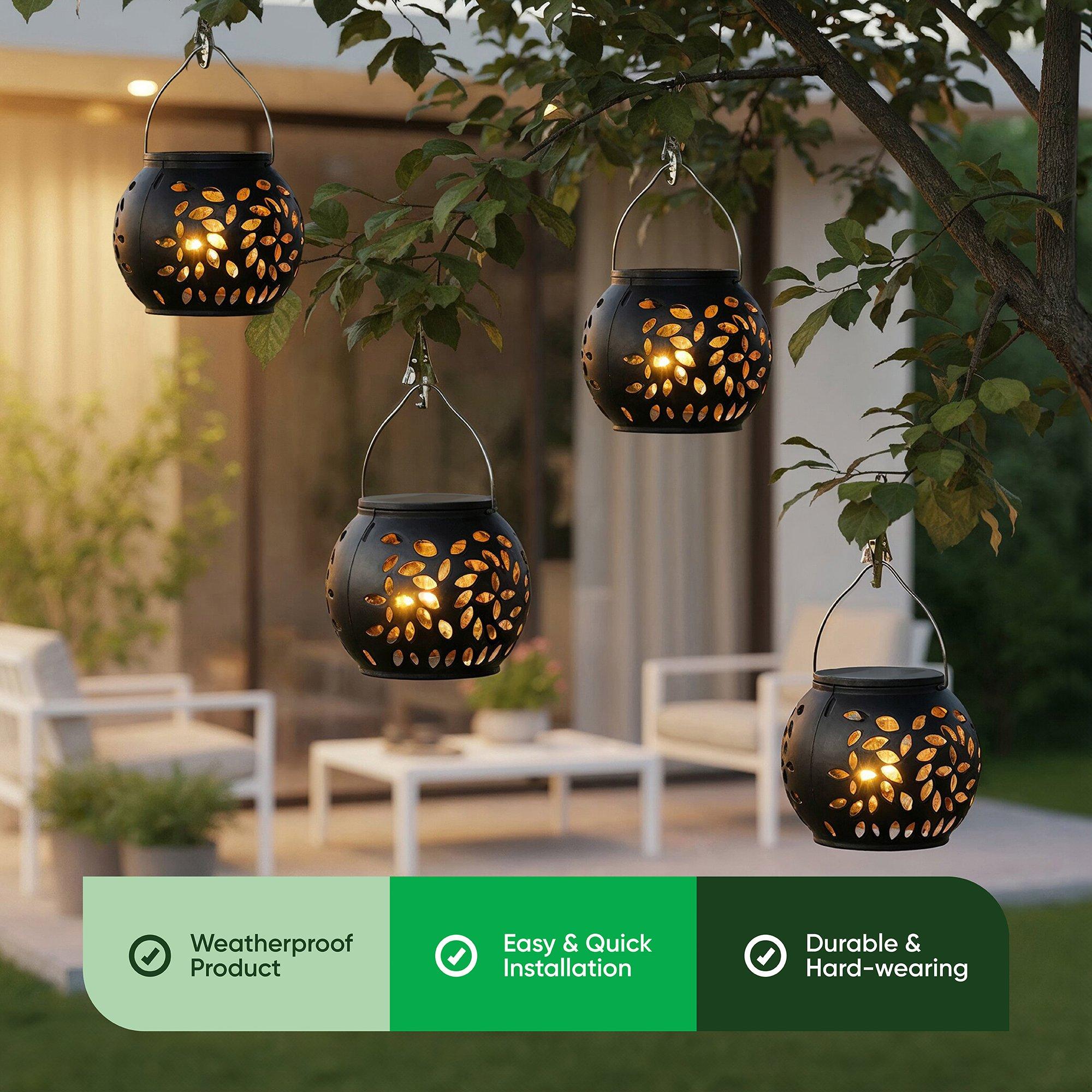 Black - Streetwize - Versatile Solar Lanterns - Hang or Display 4-Pack - 4