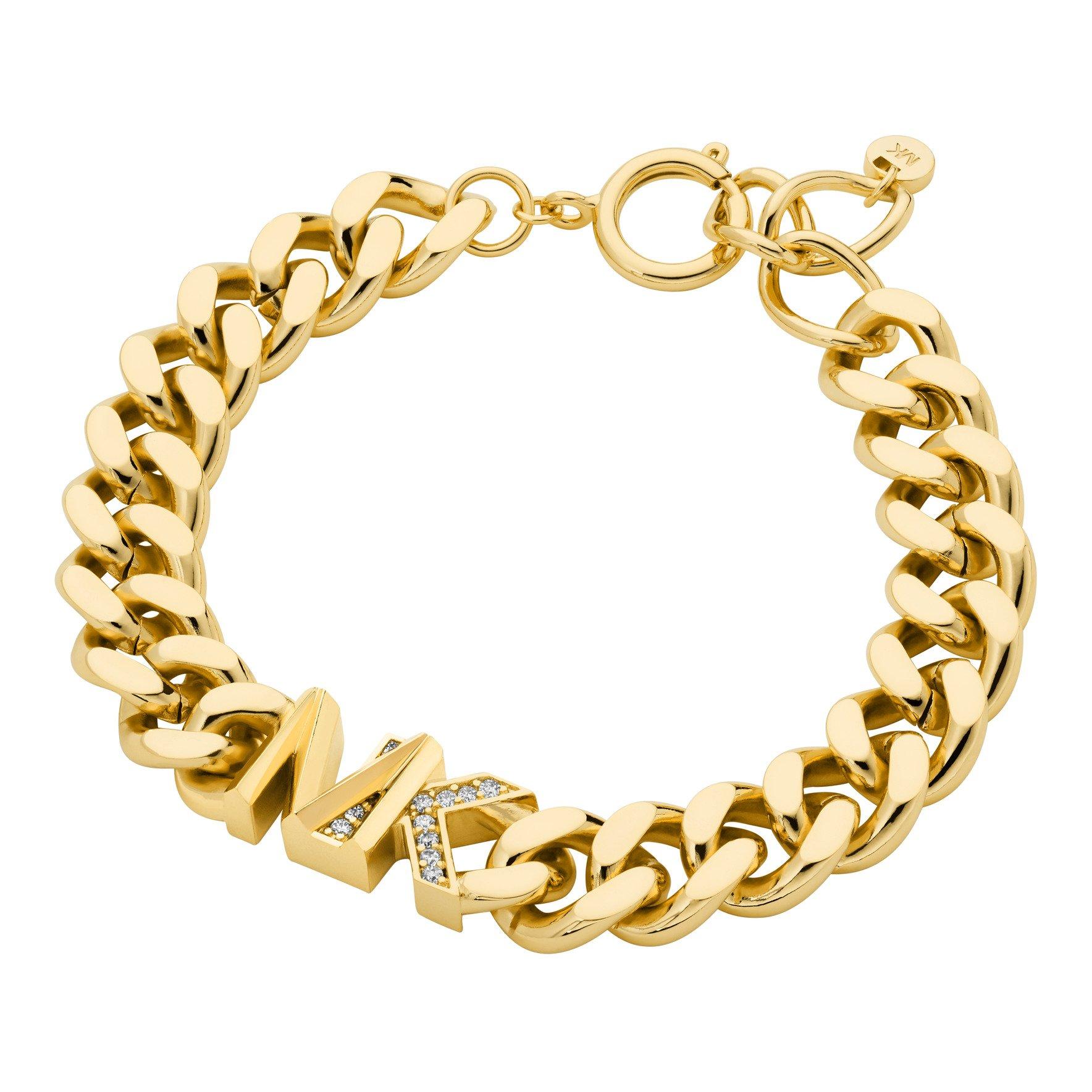 14K Gold Plated Brass Pave Curb Link Bracelet