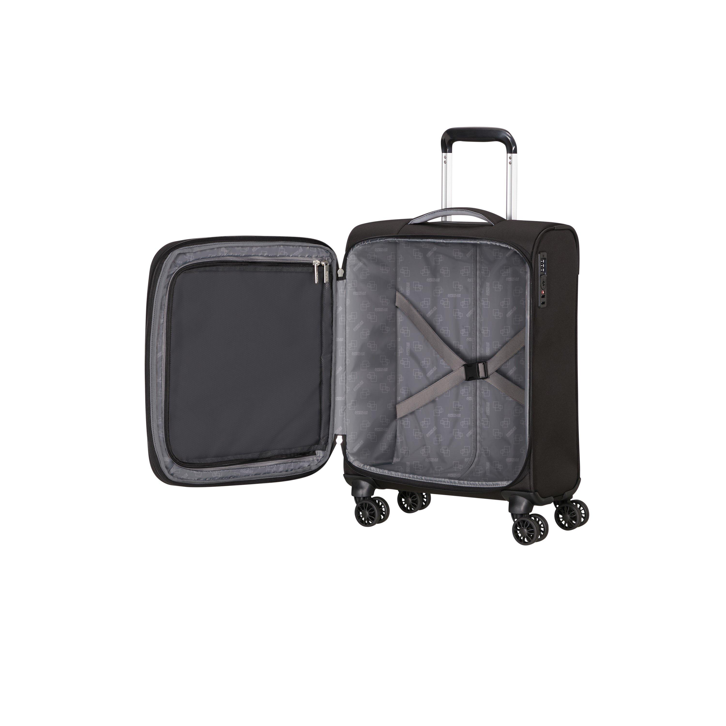 Jet Black - American Tourister - Cloudrider Spinner 55x40x20cm TSA Cabin Soft Suitcase - 2