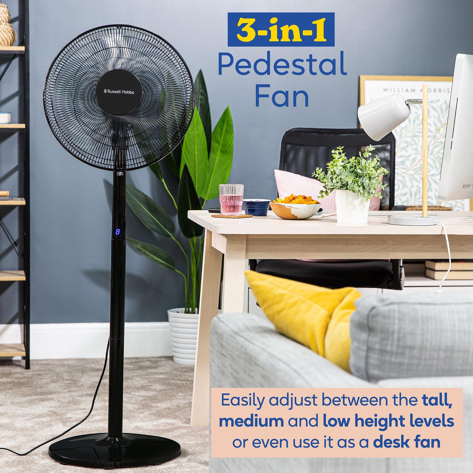 Black - Russell Hobbs - RHMPF3IN1B 3-in-1 Pedestal Fan in Black - 3