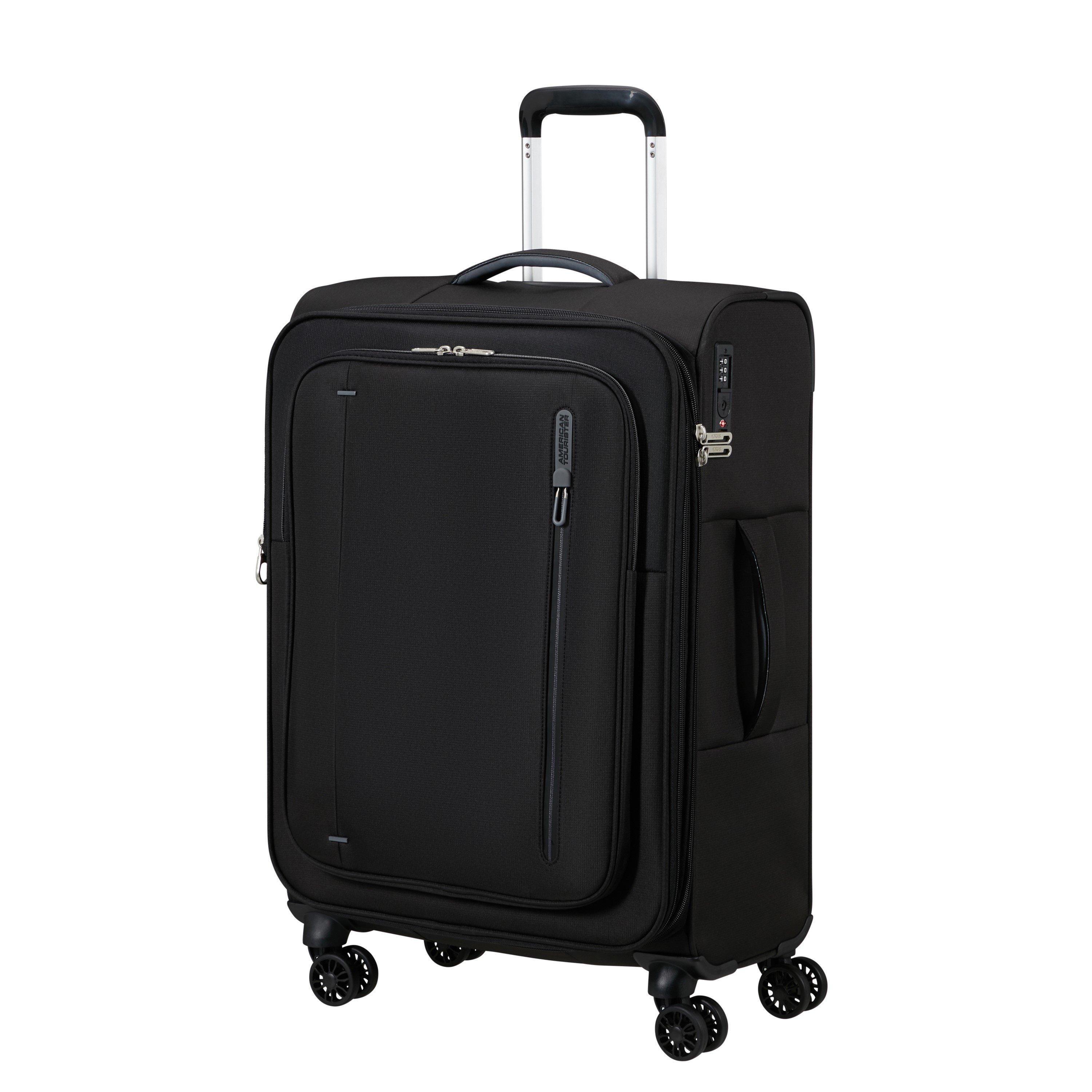 Jet Black - American Tourister - Cloudrider Spinner 67x44x26/28cm EXP TSA Medium Soft Suitcase - 1