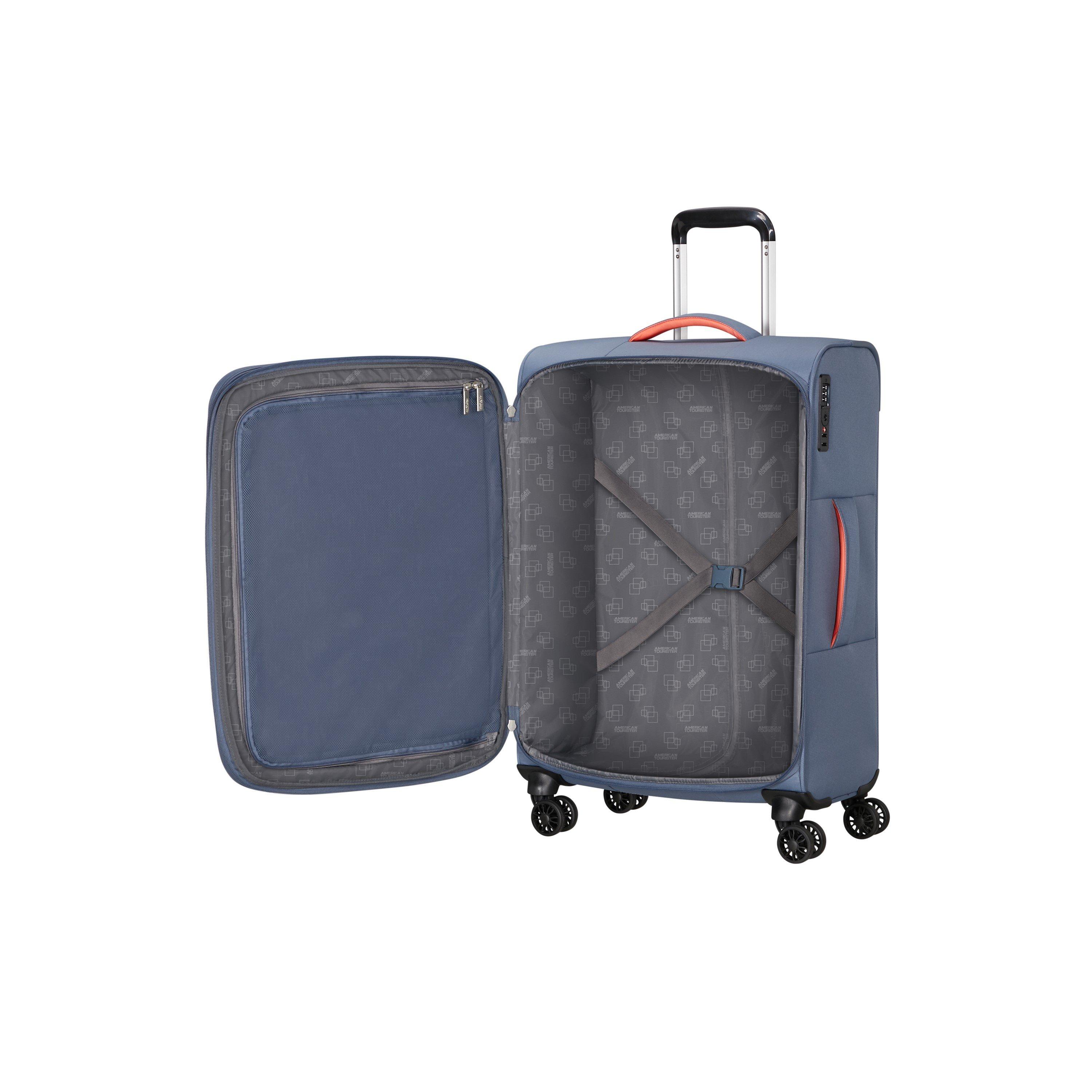 Stone Blue - American Tourister - Cloudrider Spinner 67x44x26/28cm EXP TSA Medium Soft Suitcase - 3