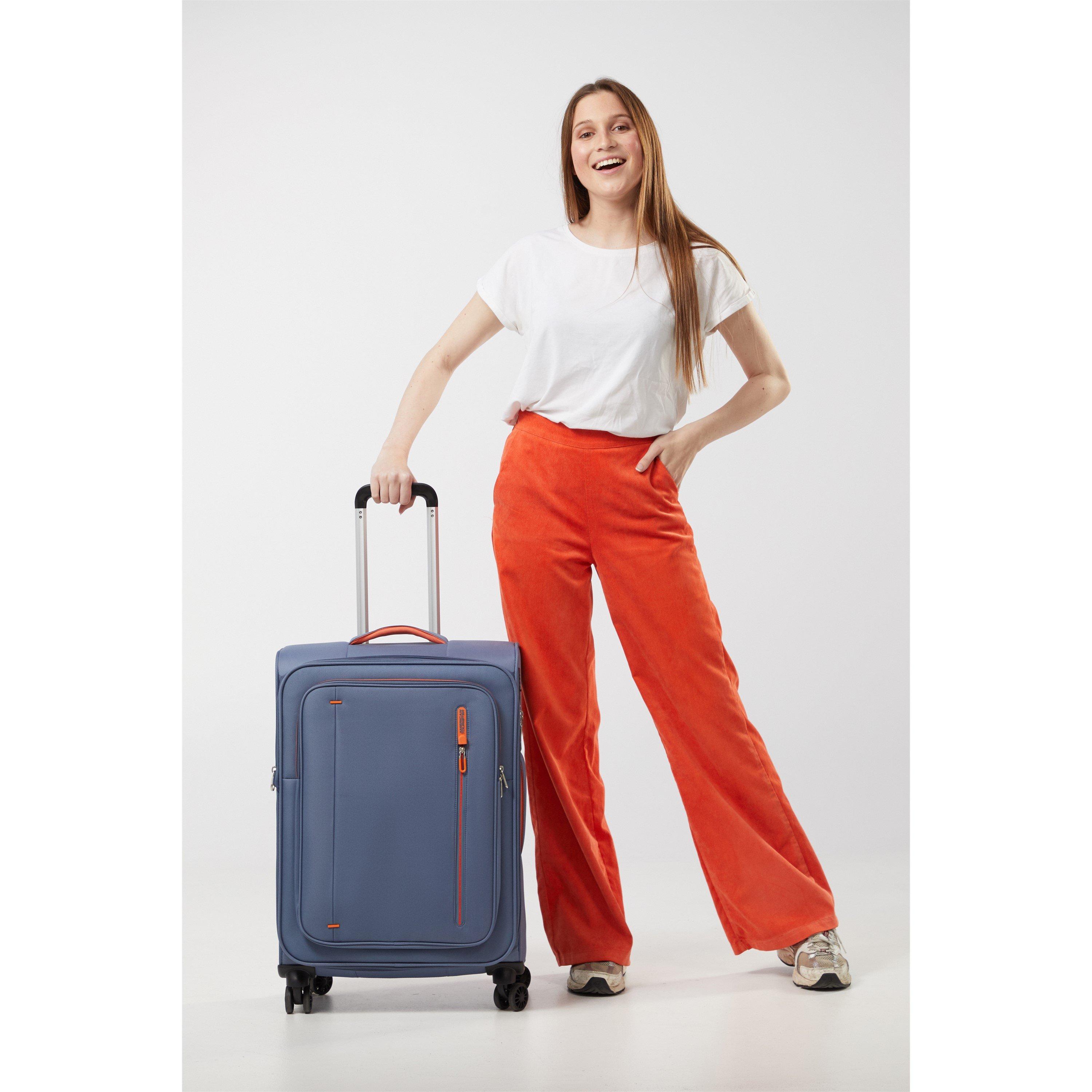 Stone Blue - American Tourister - Cloudrider Spinner 67x44x26/28cm EXP TSA Medium Soft Suitcase - 4