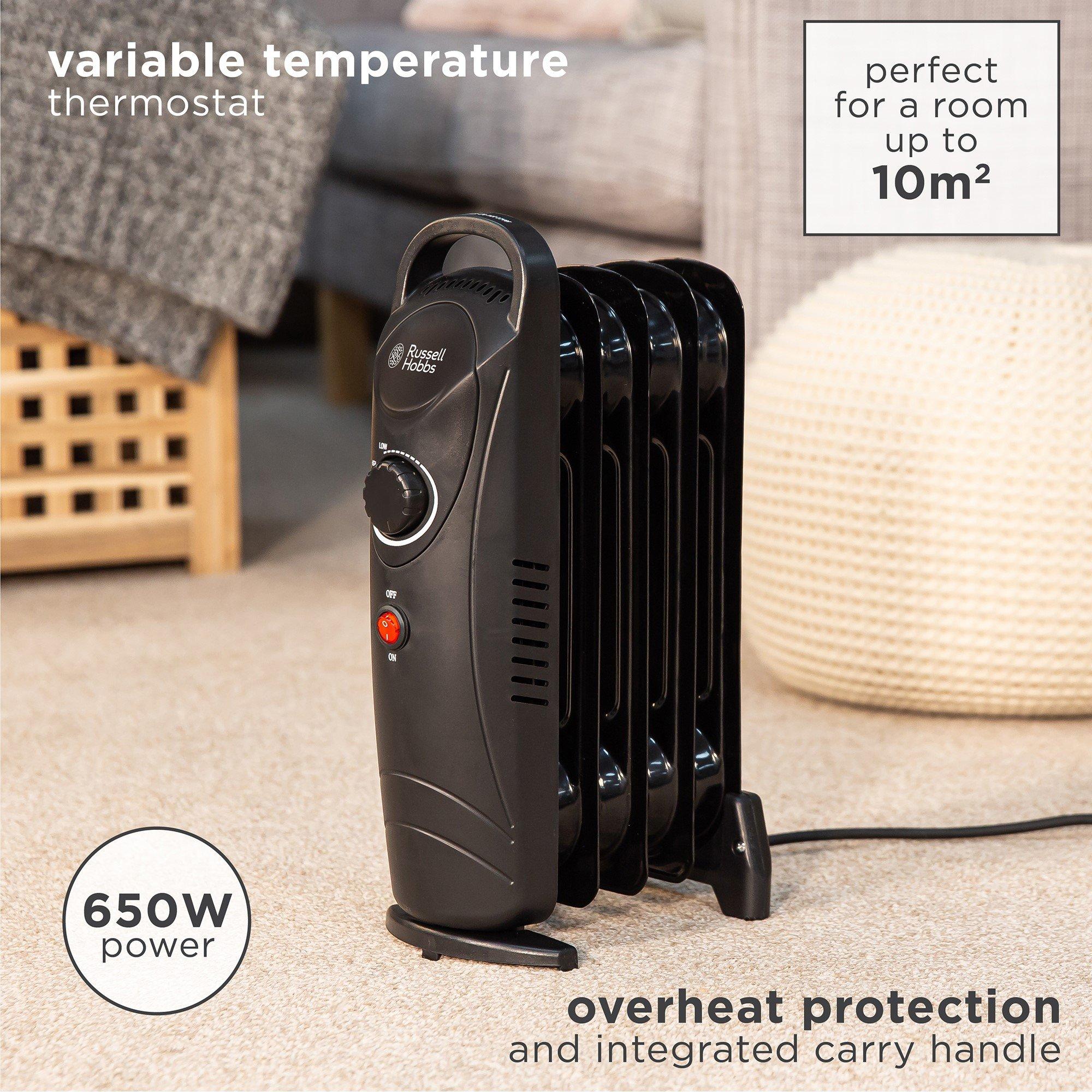 Black - Russell Hobbs - RHOFR3001 5 Fin Oil Filled Radiator in Black - 2