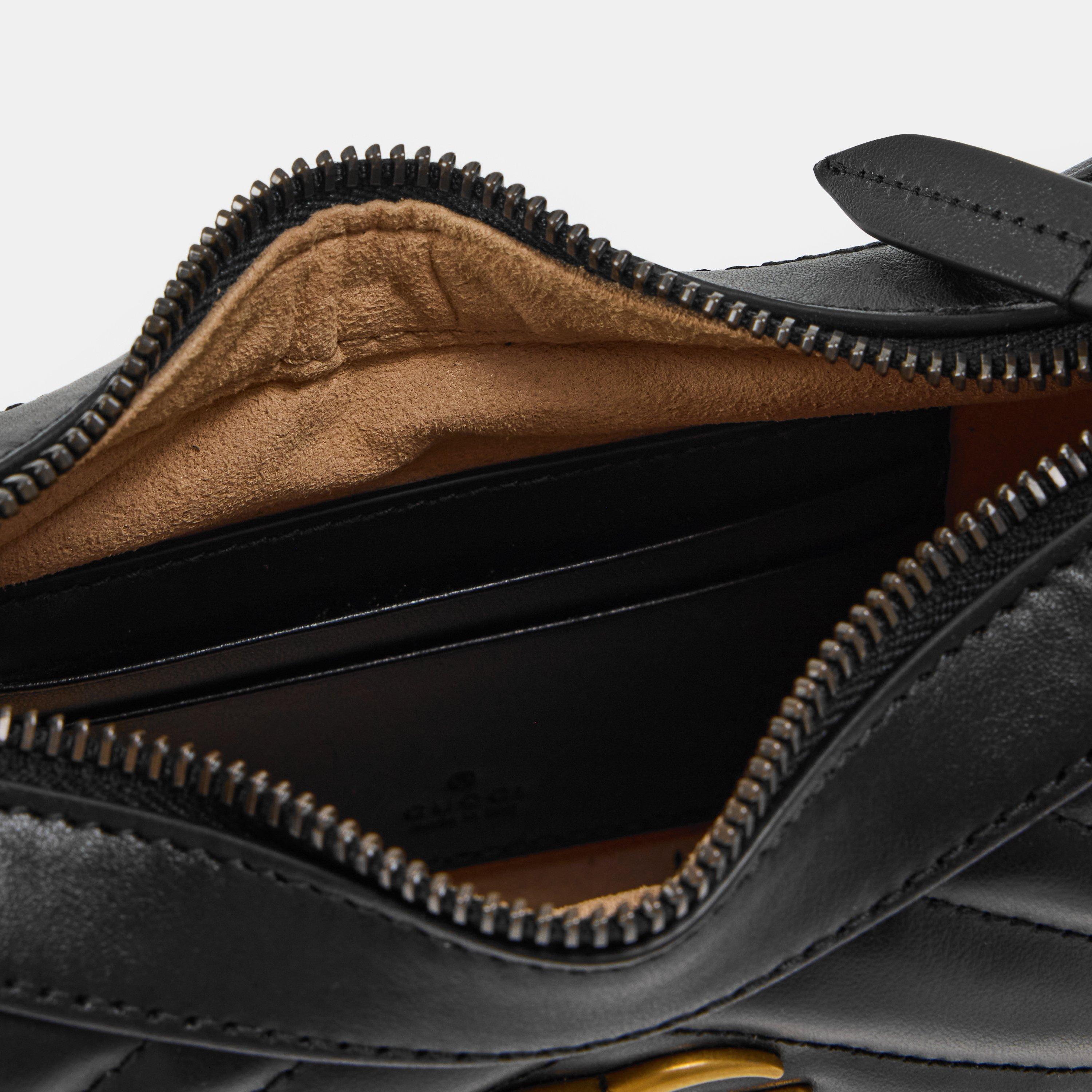 Nero - Gucci - Women's Chevron Leather GG Marmont Half-Moon Mini Bag - 6