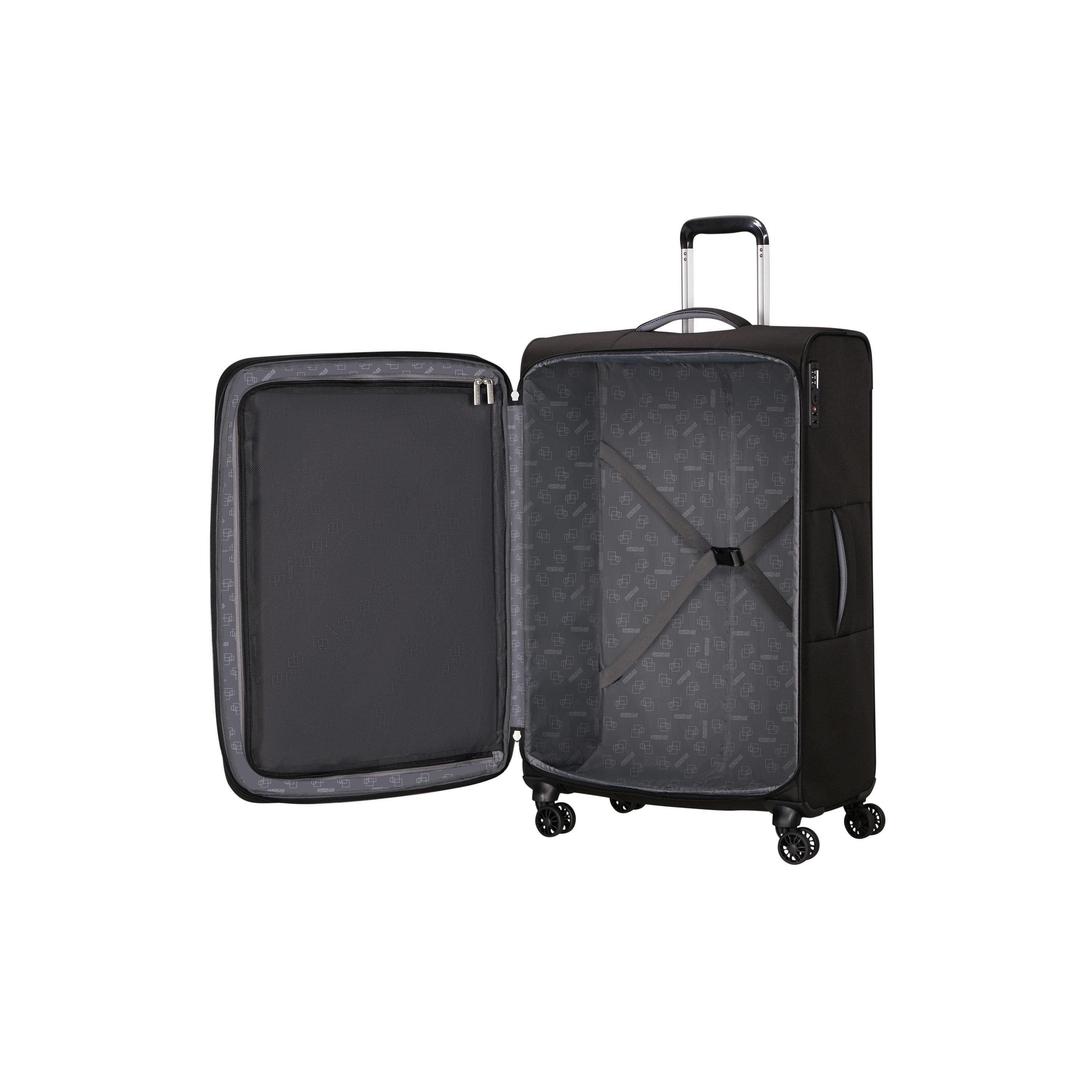 Jet Black - American Tourister - Cloudrider Spinner 78.5x49x30/32cm EXP TSA Large Soft Suitcase - 2