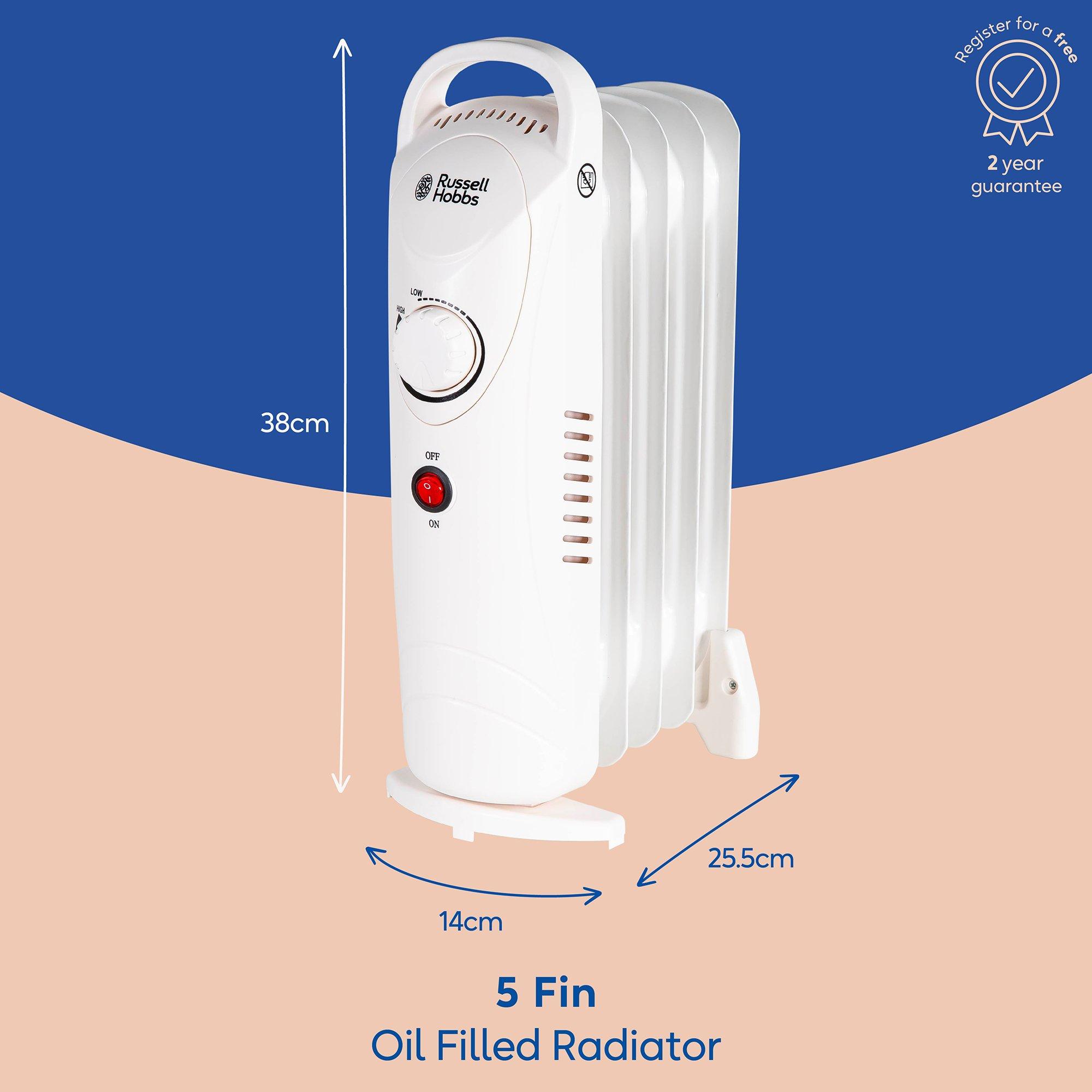 White - Russell Hobbs - RHOFR3001 5 Fin Oil Filled Radiator in White - 8