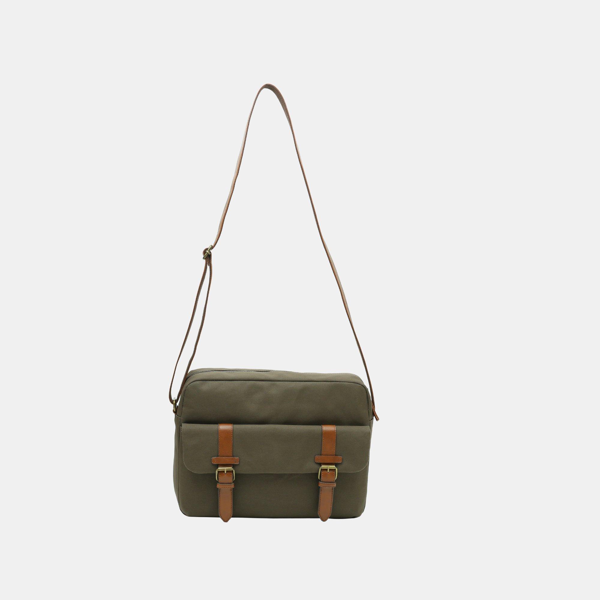 Firetrap Men's Waxed Canvas Messenger Bag - Khaki