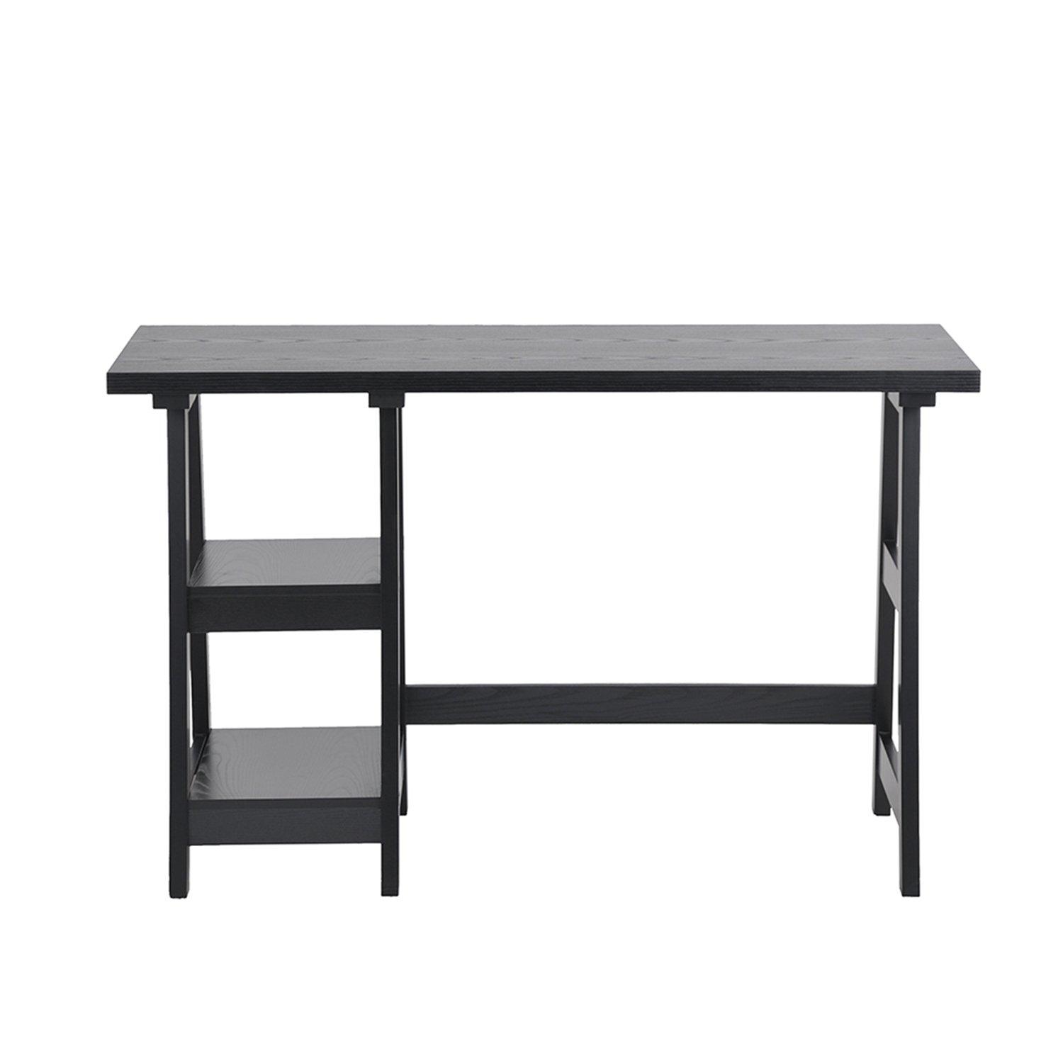 Black - FurnitureR - 120cm Desk with Two Sheves - 3