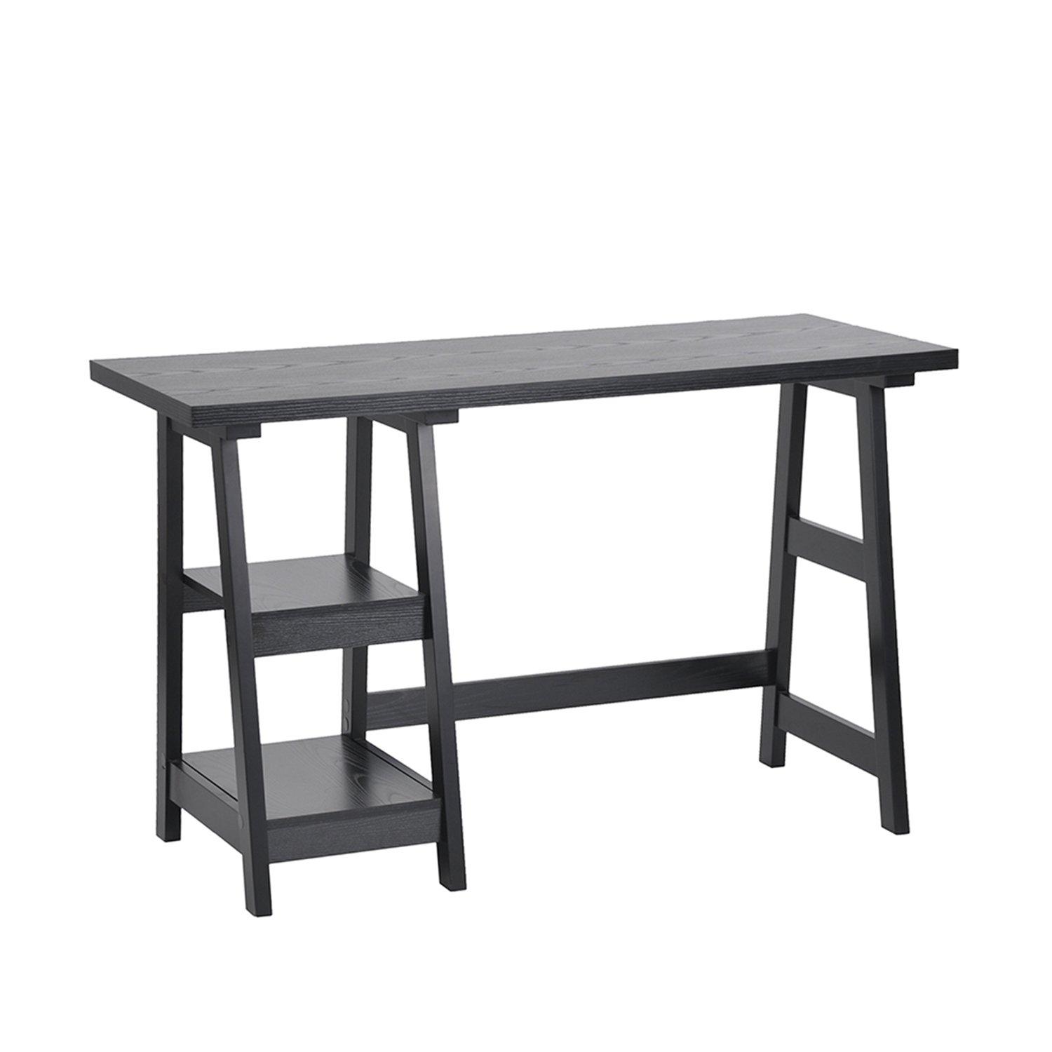 Black - FurnitureR - 120cm Desk with Two Sheves - 4