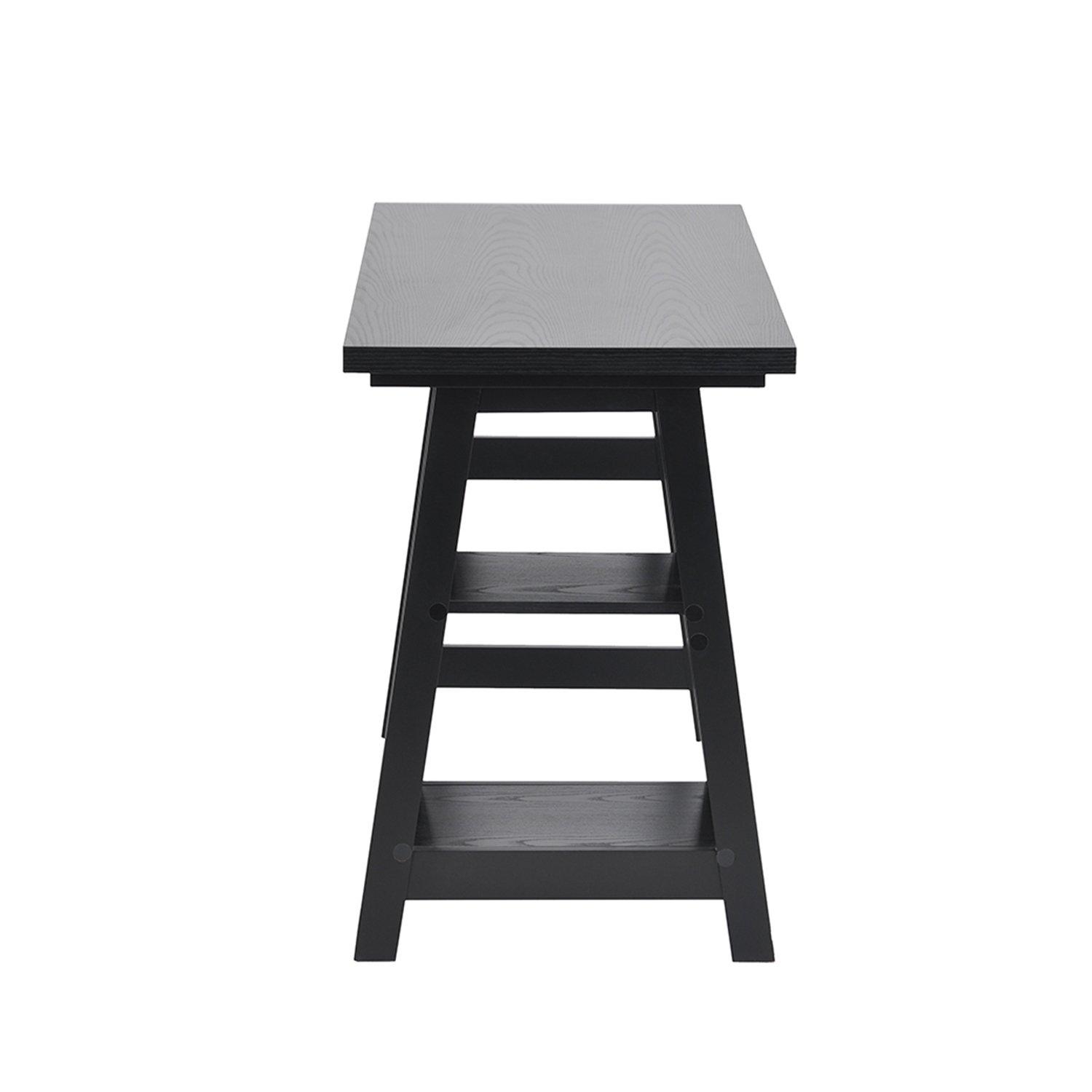 Black - FurnitureR - 120cm Desk with Two Sheves - 5