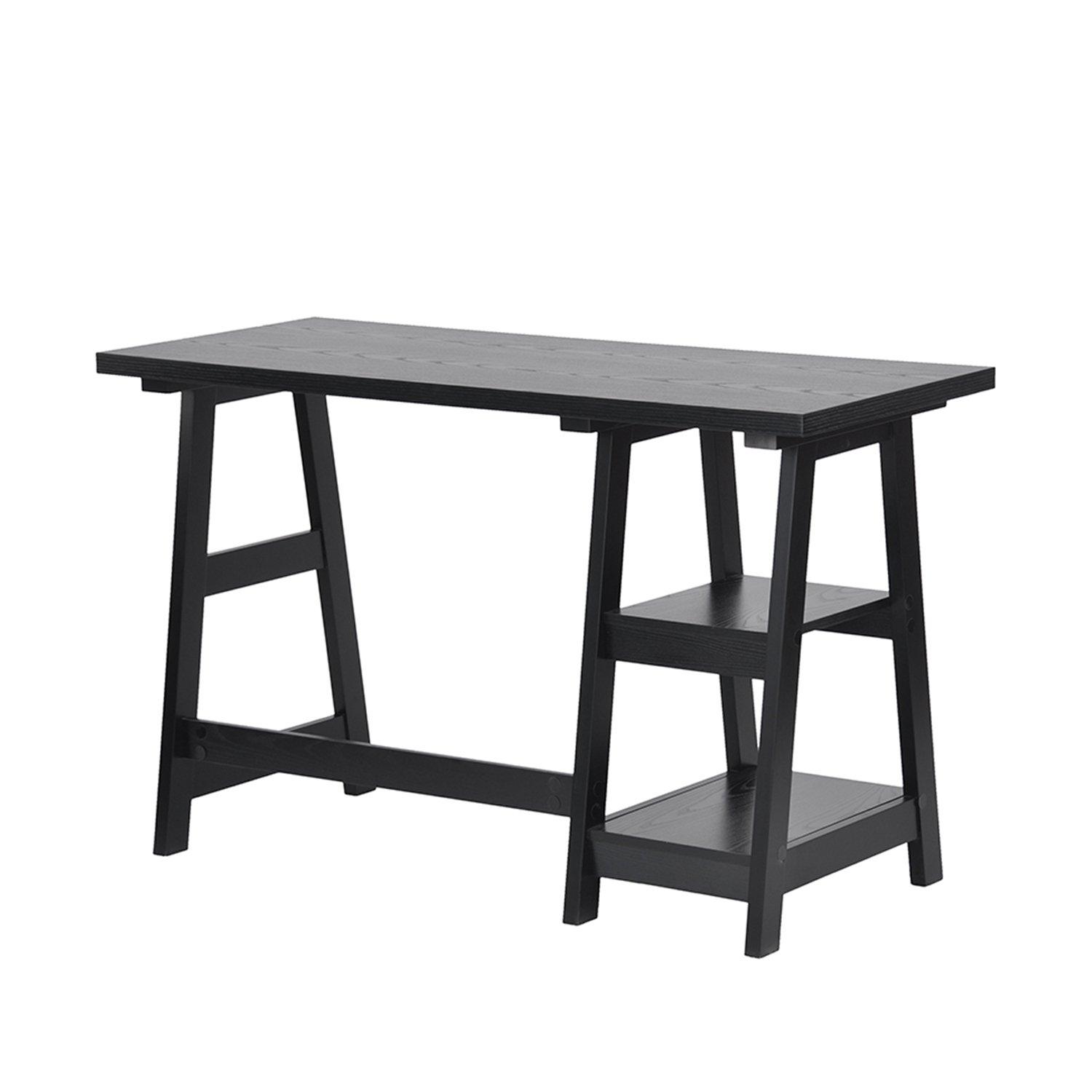 Black - FurnitureR - 120cm Desk with Two Sheves - 6