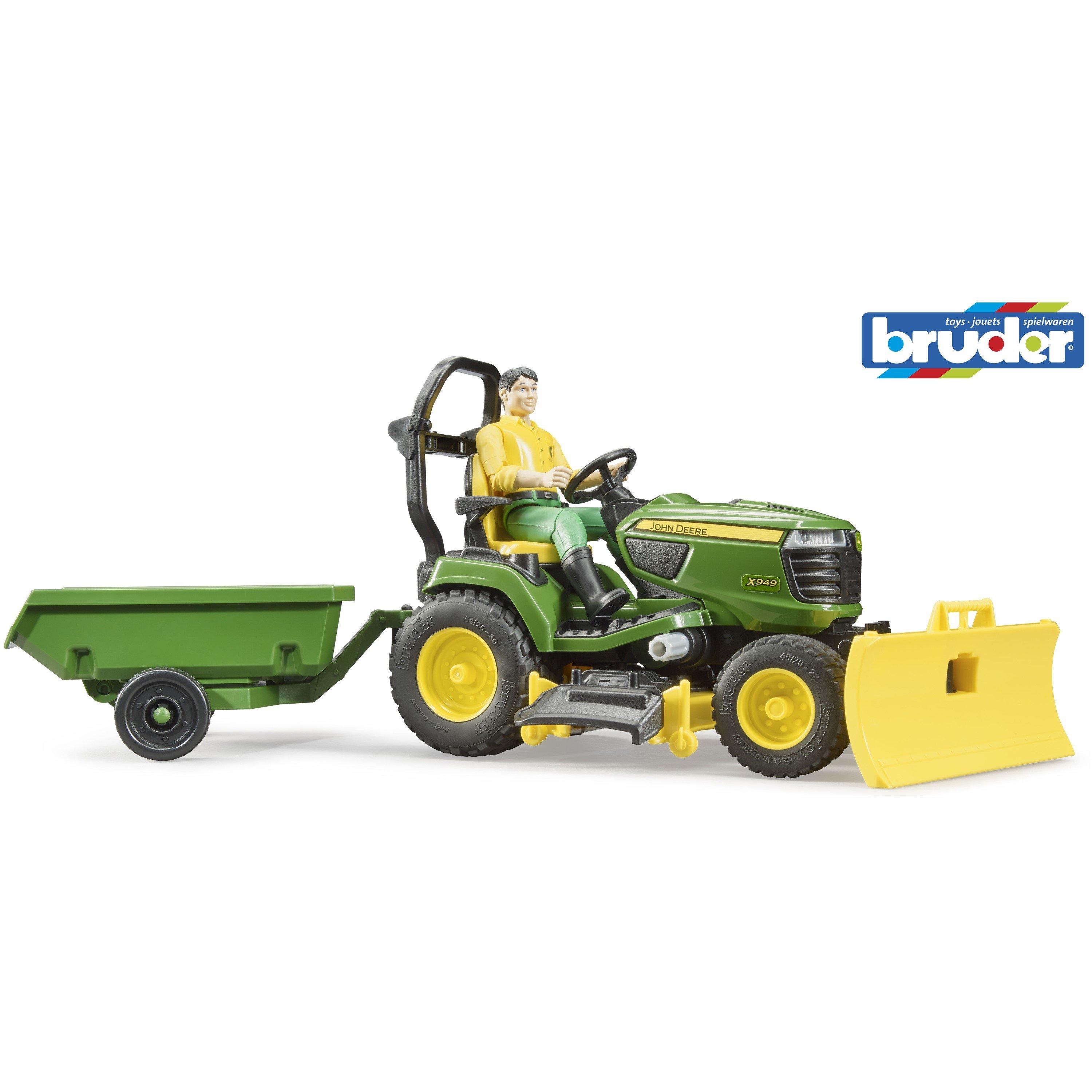 Multi - Bruder - John Deere Lawn tractor with trailer and gardener - 1