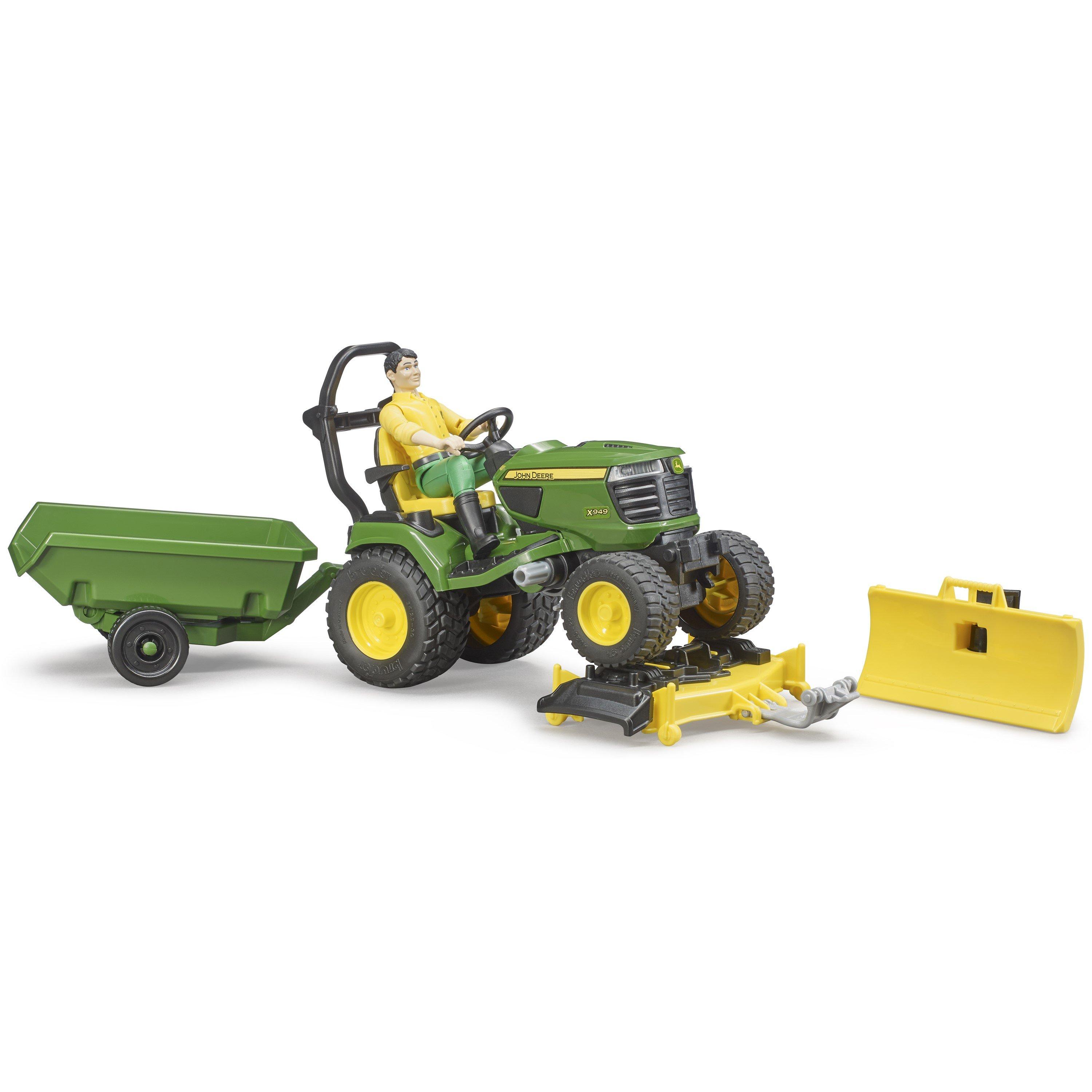 Multi - Bruder - John Deere Lawn tractor with trailer and gardener - 2