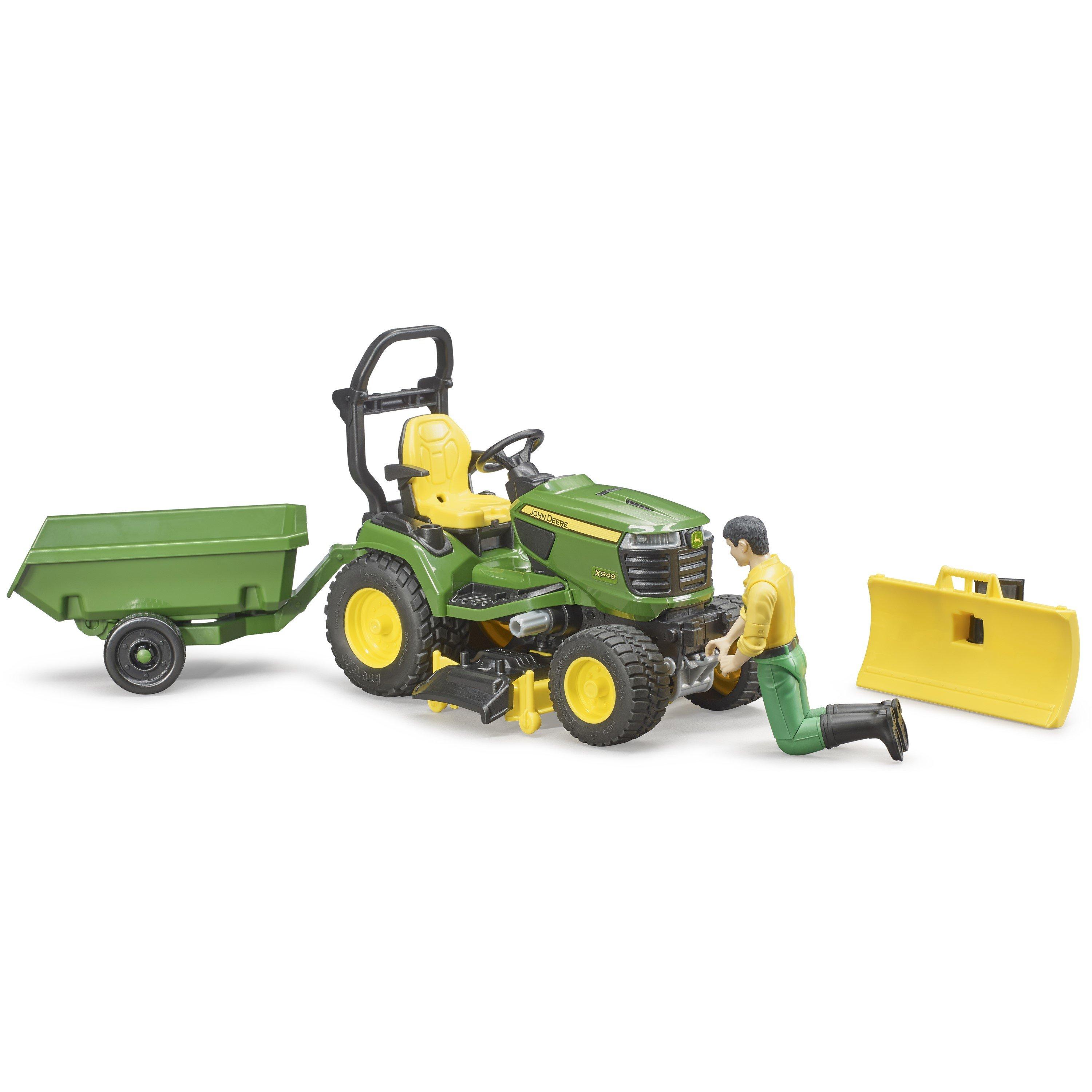 Multi - Bruder - John Deere Lawn tractor with trailer and gardener - 3