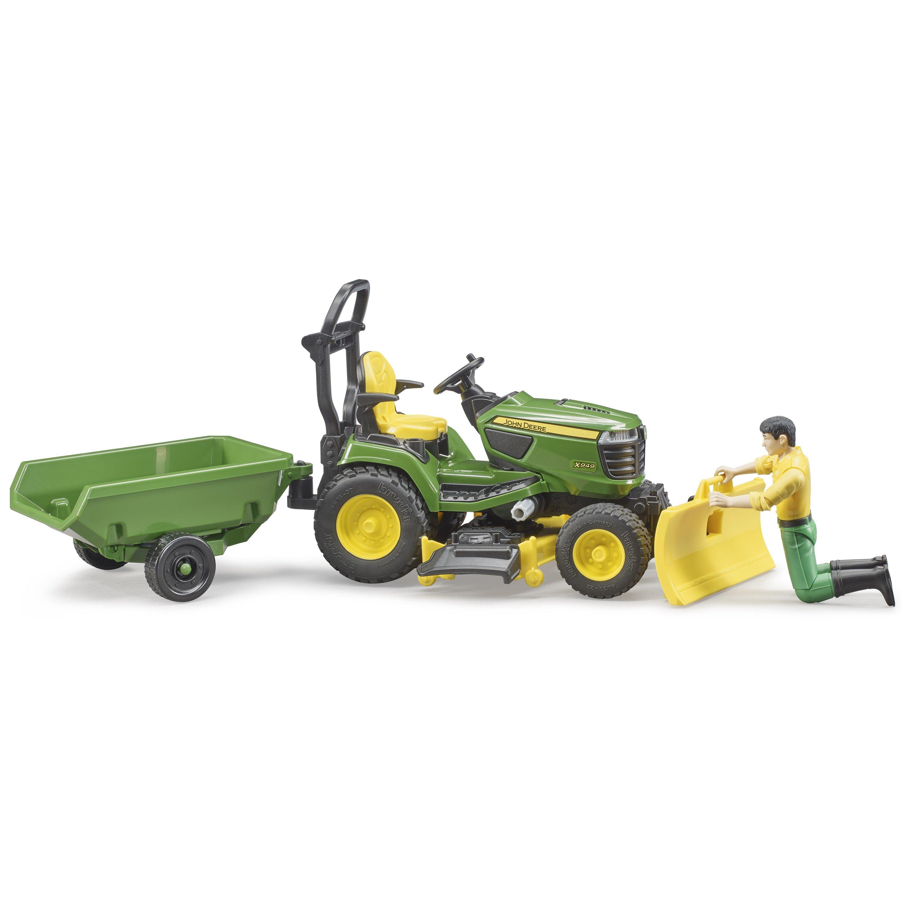 Multi - Bruder - John Deere Lawn tractor with trailer and gardener - 4