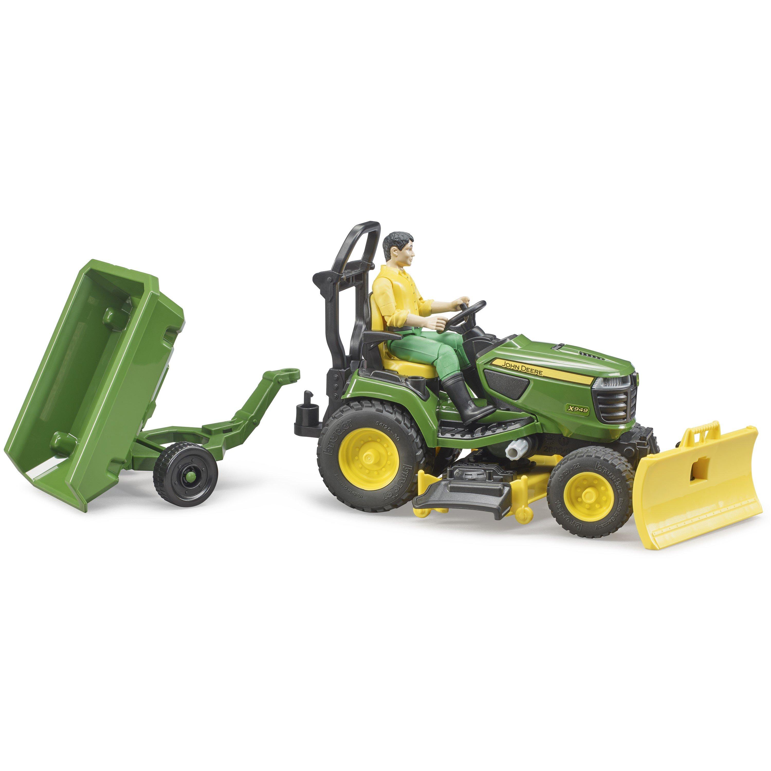 Multi - Bruder - John Deere Lawn tractor with trailer and gardener - 5