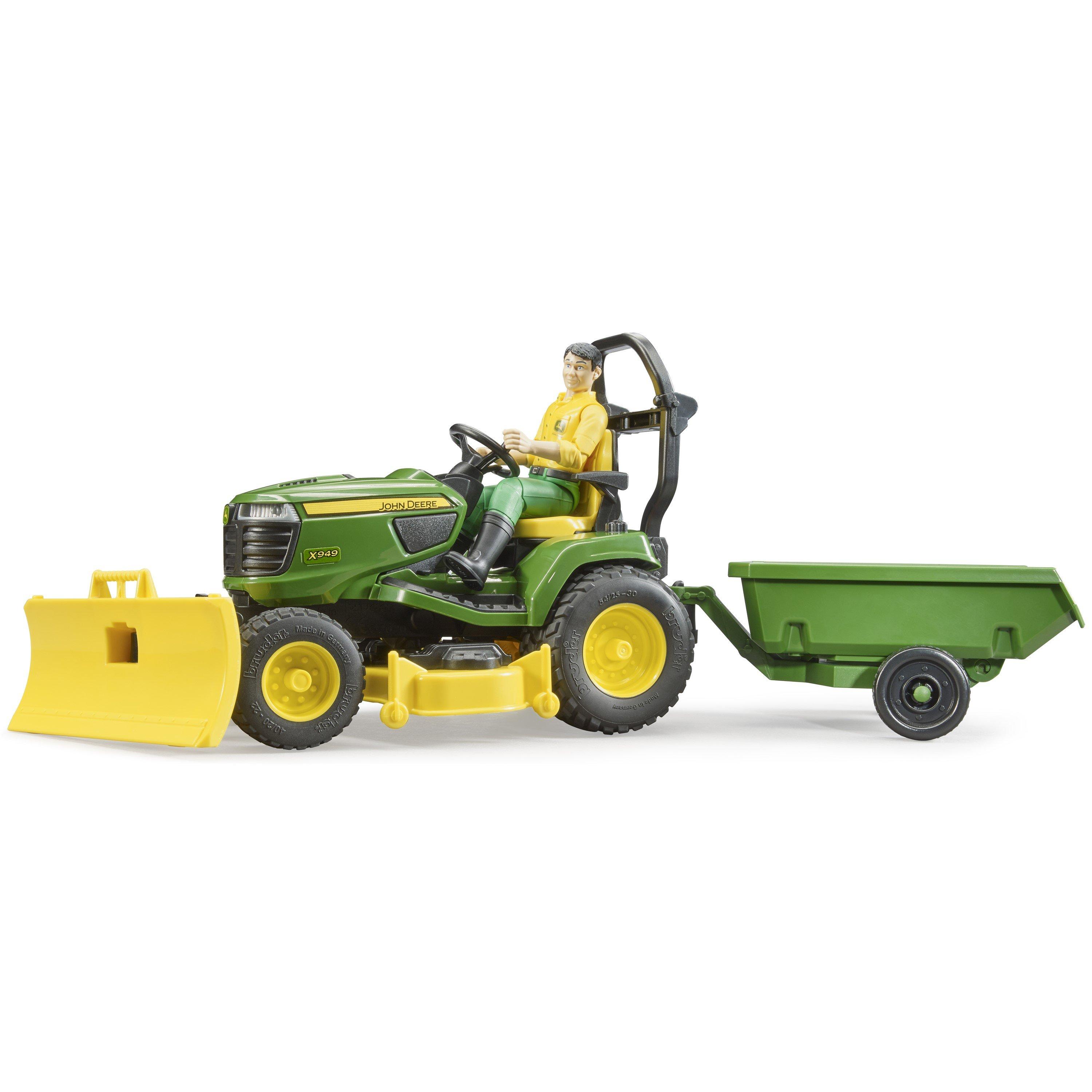 Multi - Bruder - John Deere Lawn tractor with trailer and gardener - 6
