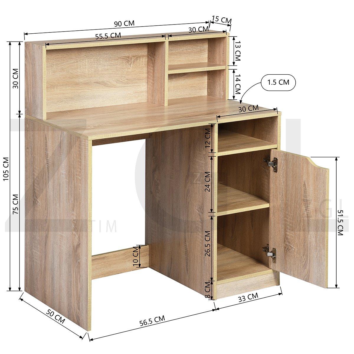 Brown - HC Office - Desk with One Door and Shelves - 2
