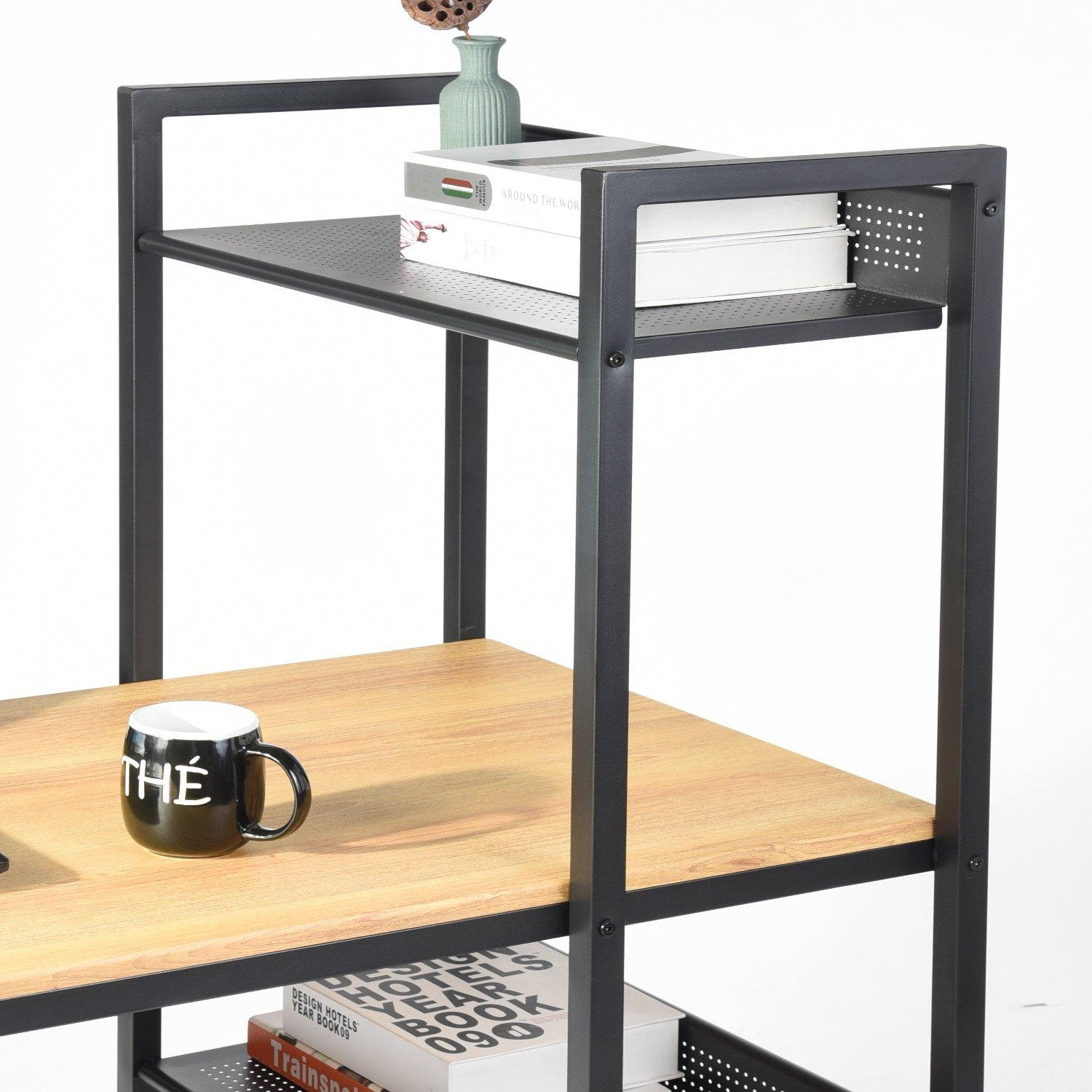 Brown - FurnitureR - Workstation Desk with Four Shelves - 6