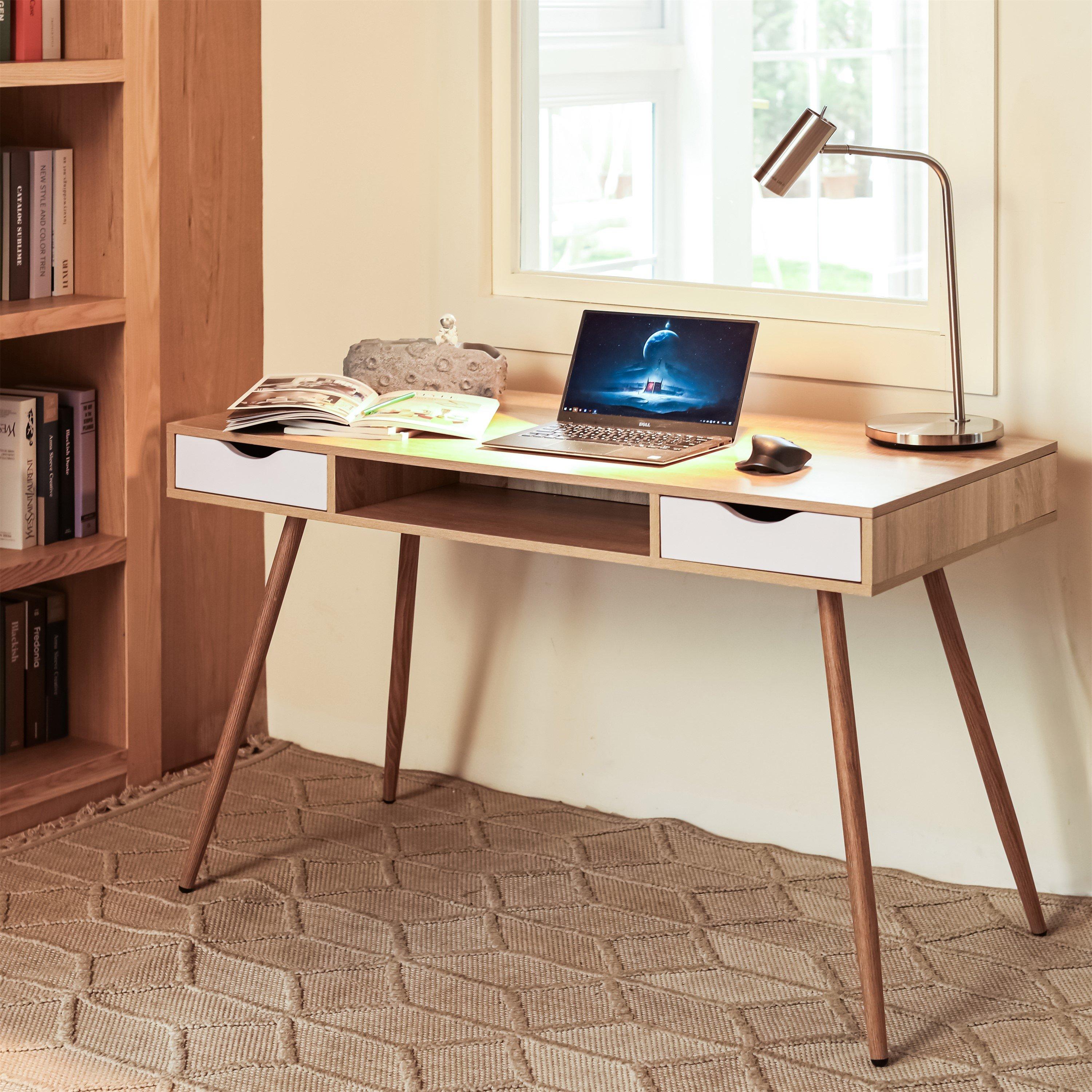 White - FurnitureR - Bosut 120cm Desk with Two Drawers - 1