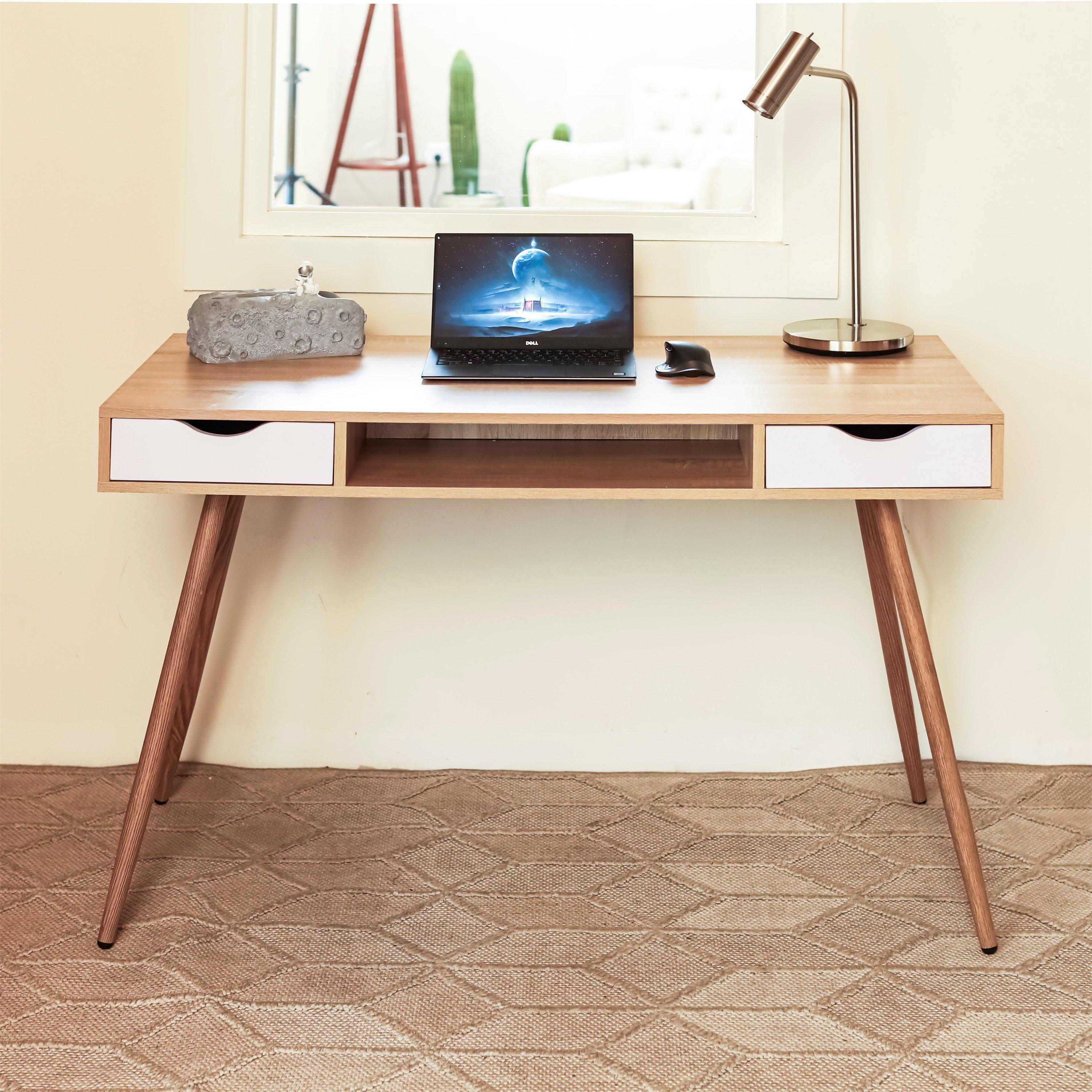 White - FurnitureR - Bosut 120cm Desk with Two Drawers - 2