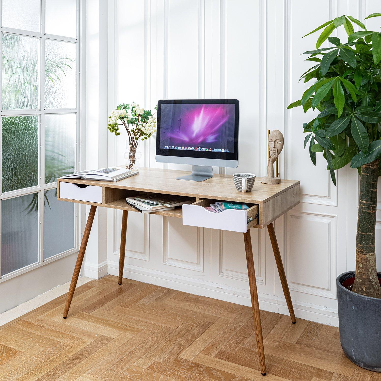 White - FurnitureR - Bosut 120cm Desk with Two Drawers - 3