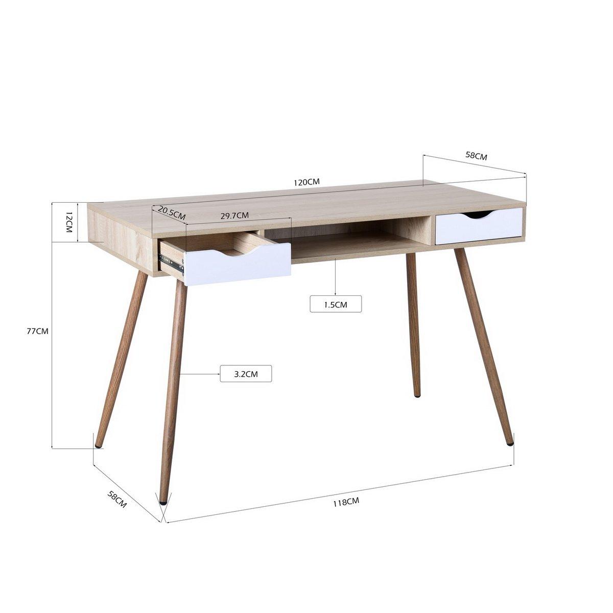 White - FurnitureR - Bosut 120cm Desk with Two Drawers - 8