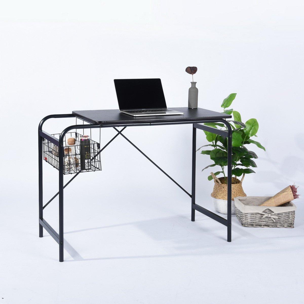 Black - FurnitureR - Habibi 100cm Desk with Basket - 1