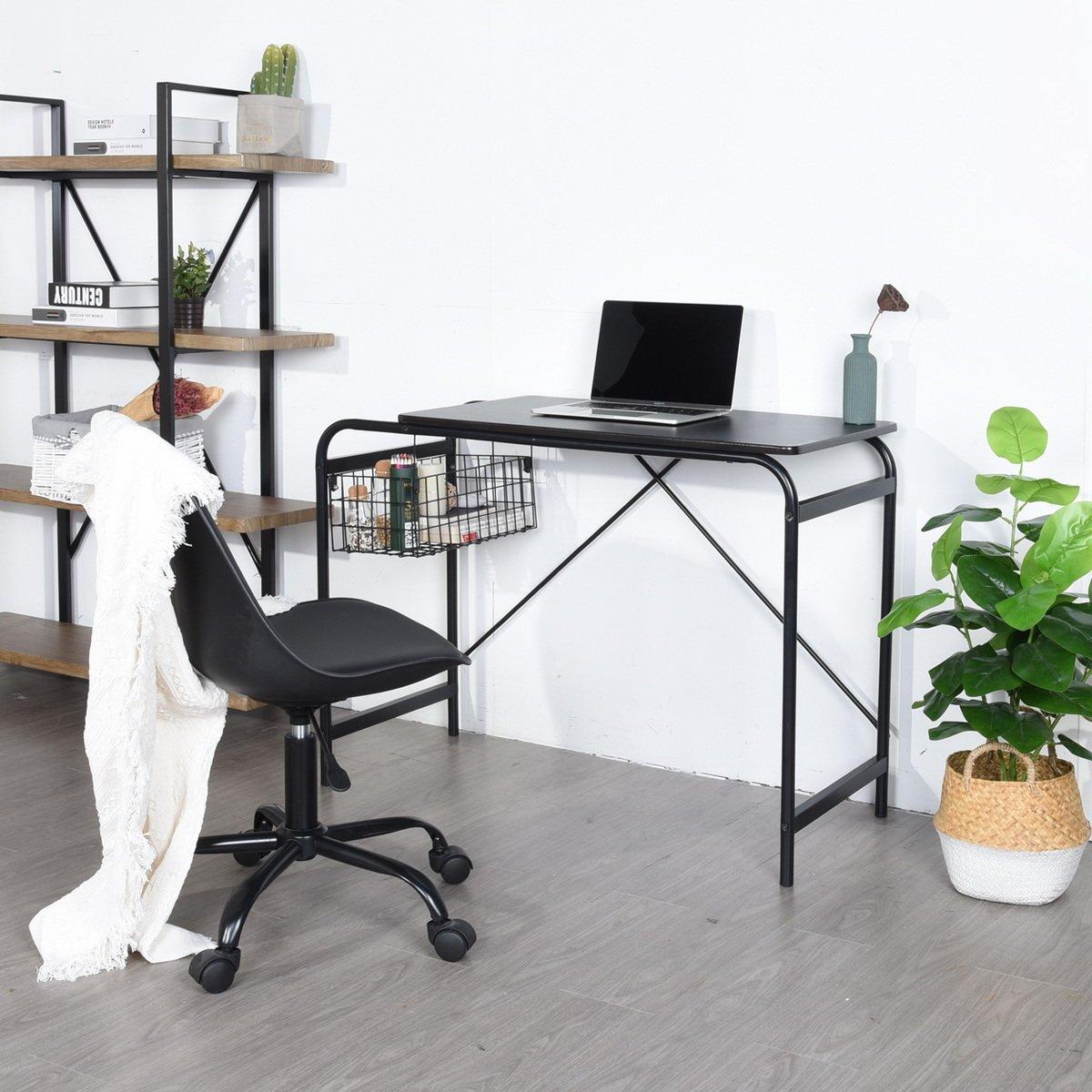 Black - FurnitureR - 100cm Desk with Basket - 4